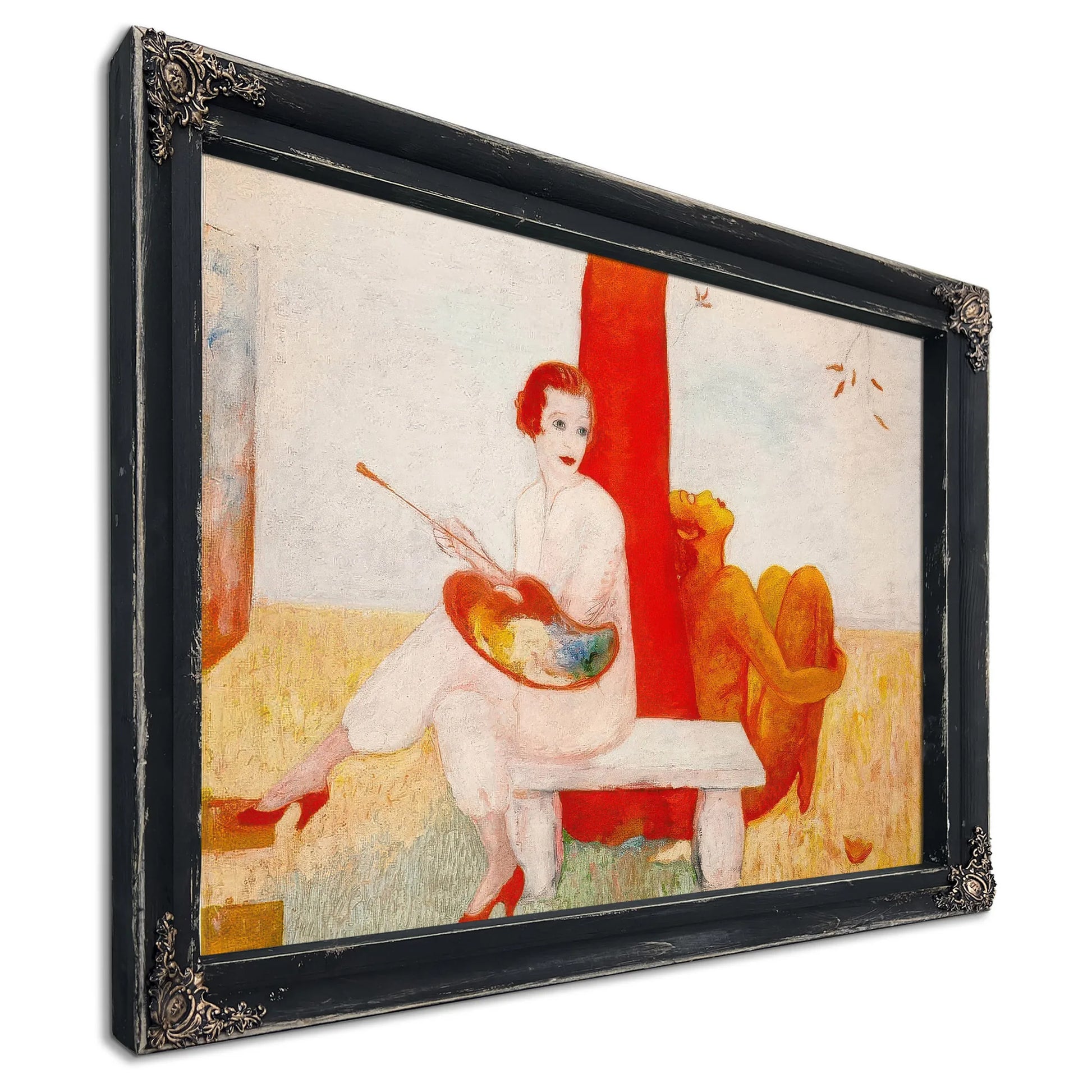 Self Portrait With Palette Painter And Faun By Florine Stettheimer Fine Art Print