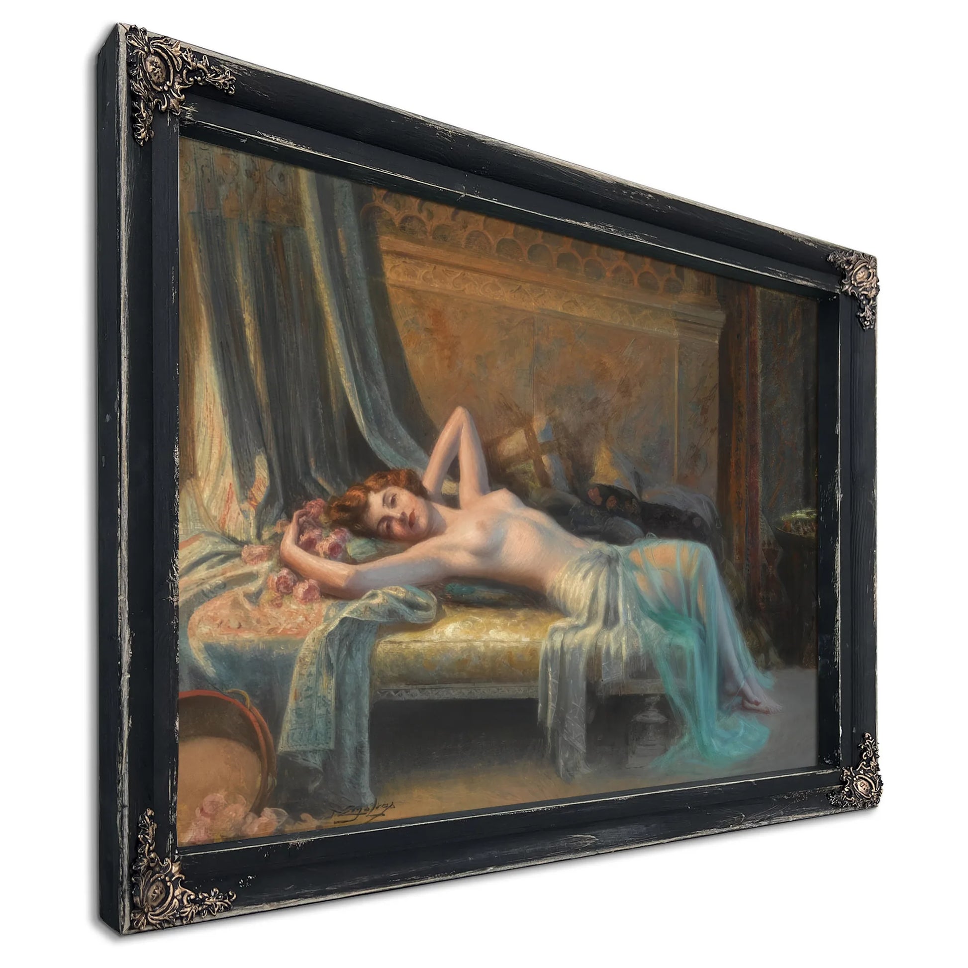 Nu Etendu Au Bouquet De Roses By Enjolras Delphin Fine Art Print