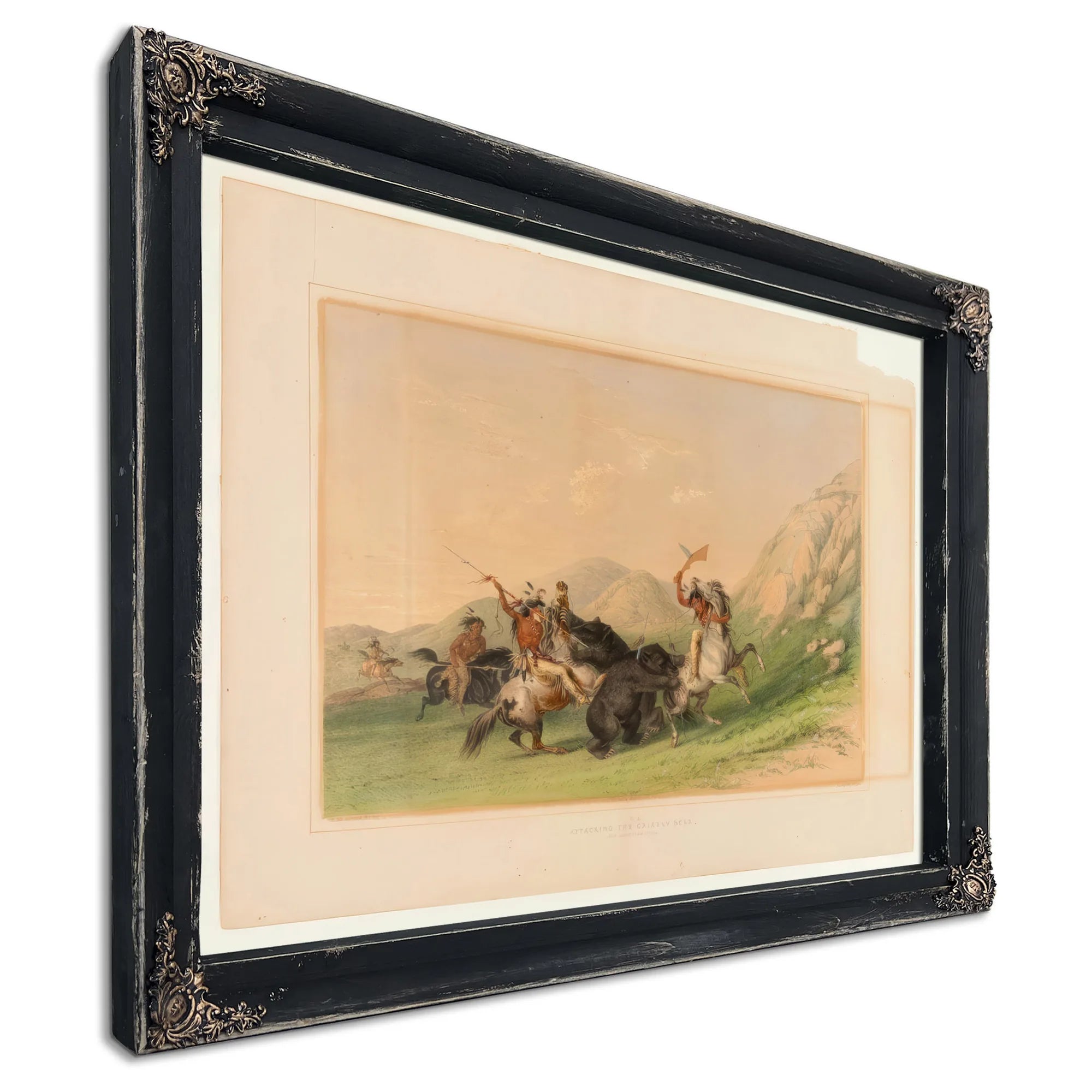 Attacking The Grizzly Bear No. 19 By George Catlin Fine Art Print