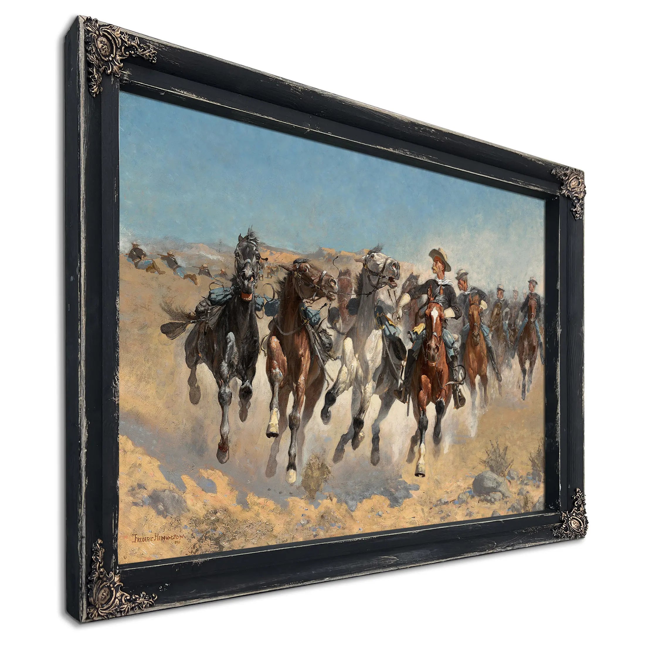 Dismountedthe Fourth Troopers Moving The Led Horses by Frederic Remington