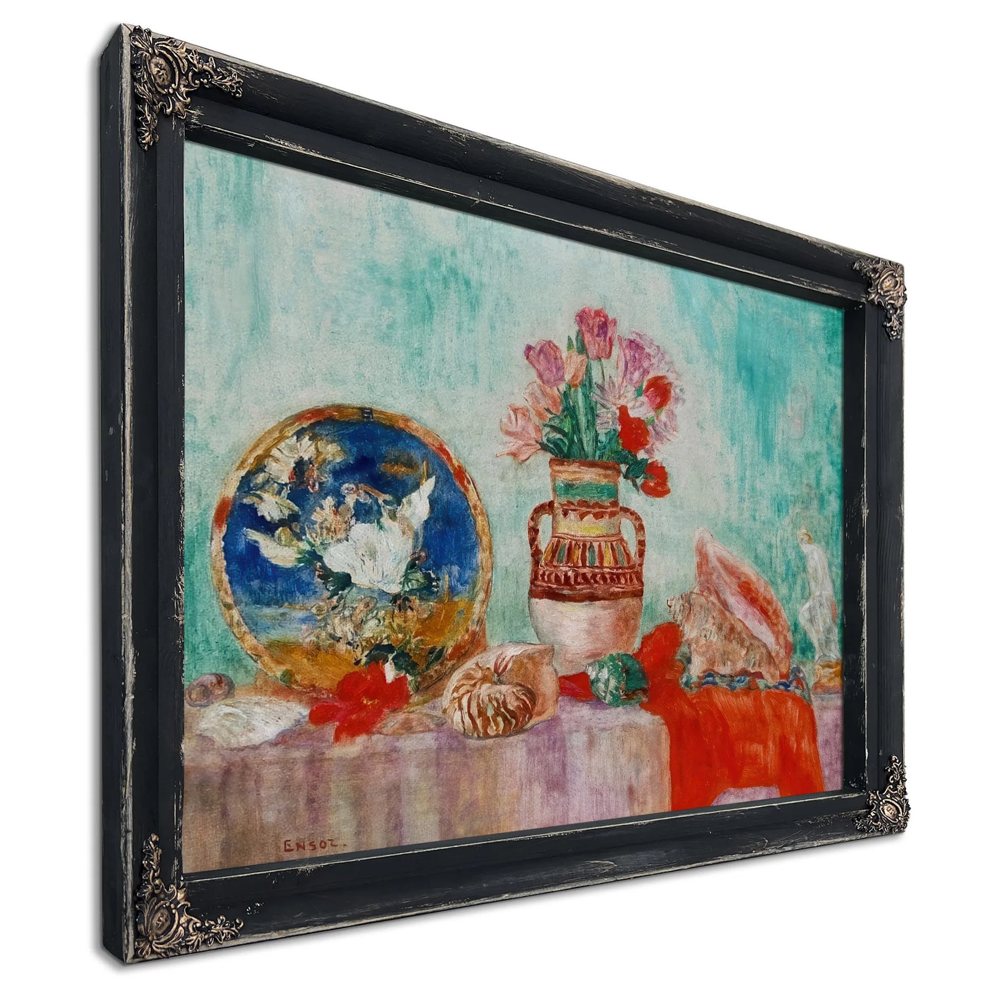 Still Life With Flowers And Shells By James Ensor Fine Art Print