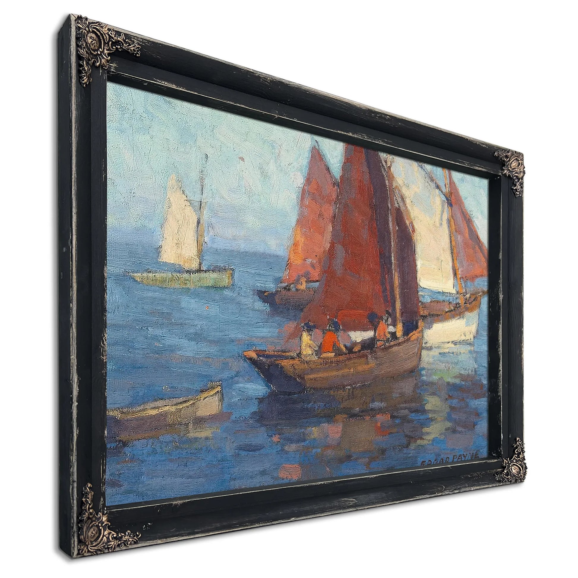 Figures In Sailboats On Calm Waters By Edgar Payne Fine Art Print