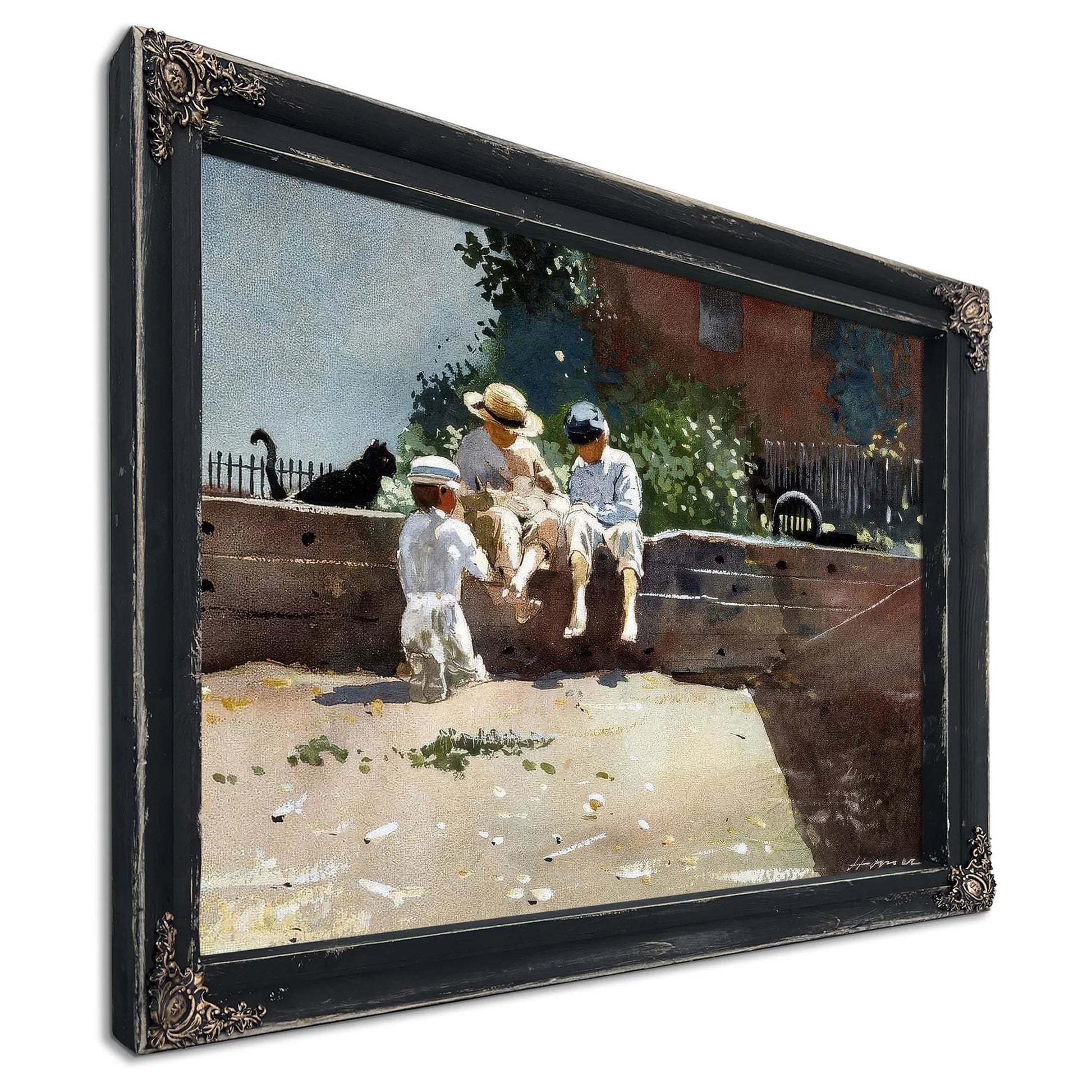 Boys And Kitten By Winslow Homer Fine Art Print