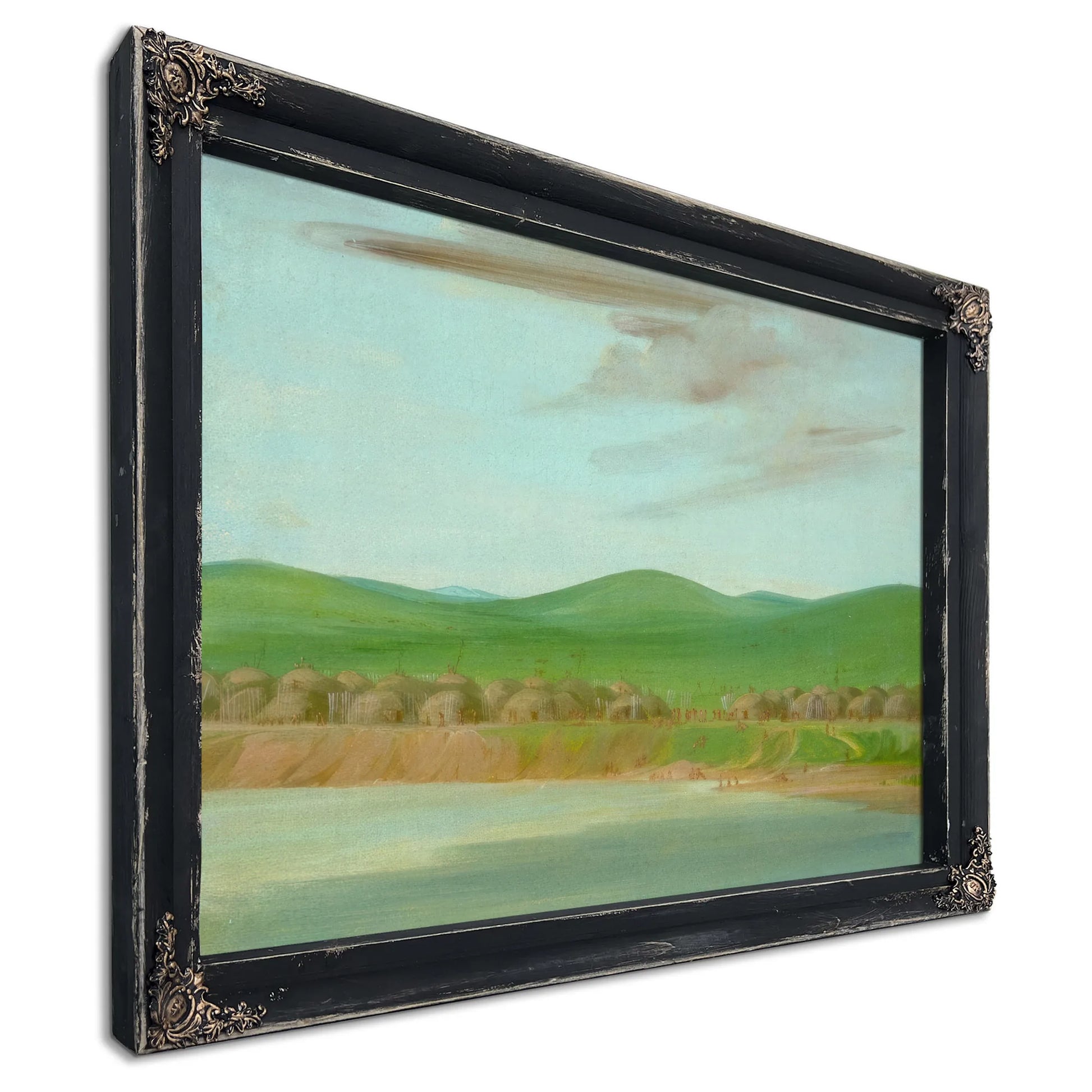 Arikara Village Of Earth Covered Lodges, 1600 Miles Above St. Louis By George Catlin Fine Art Print