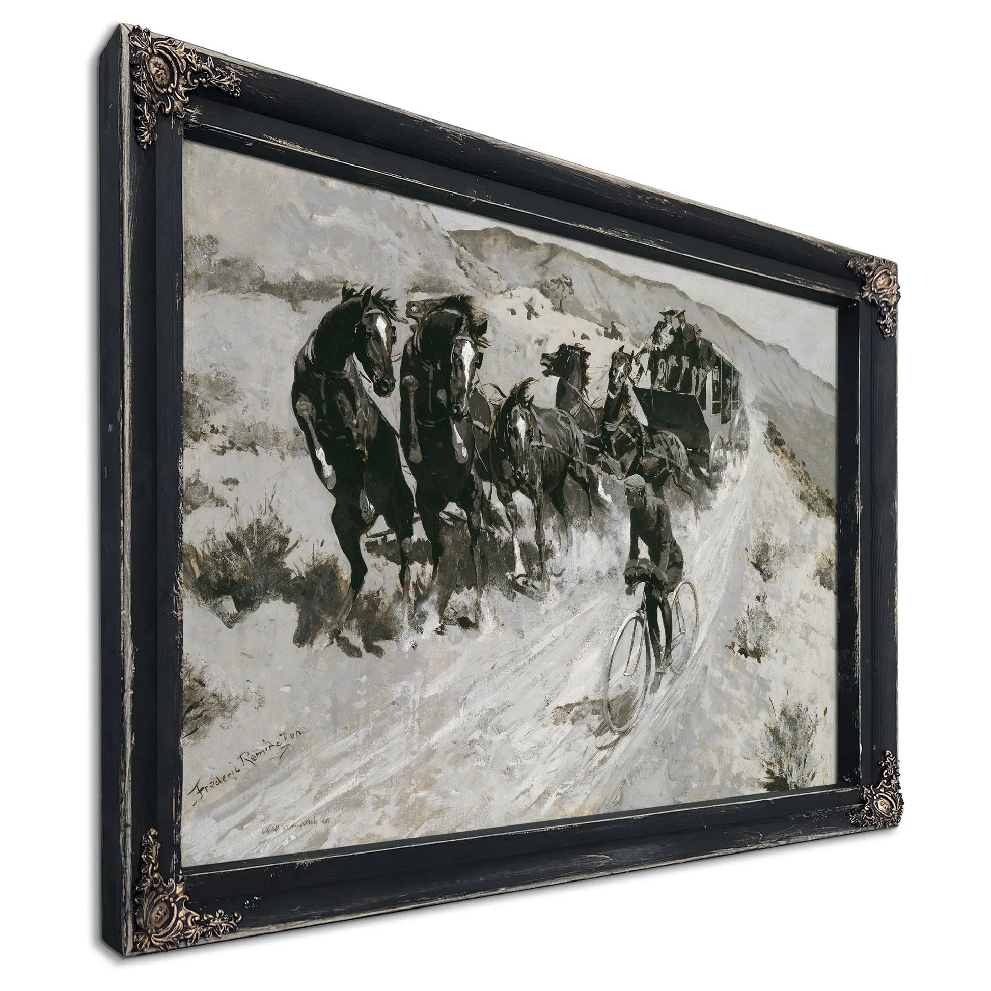 The Right Of The Road A Hazardous Encounter On A Rocky Mountain Trail by Frederic Remington