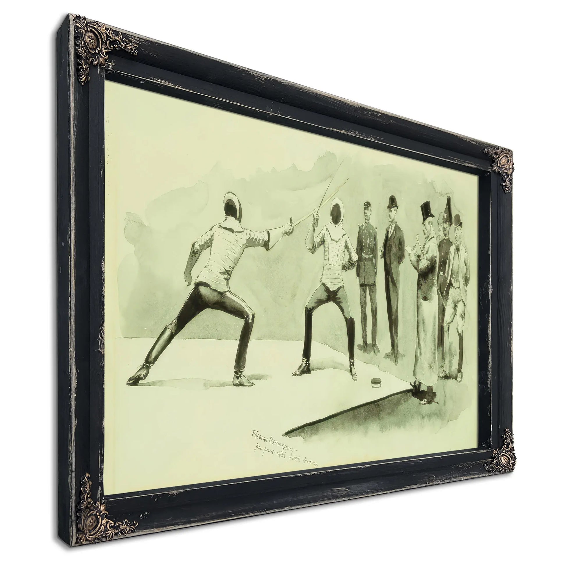 Fencing At Dickels Academy by Frederic Remington