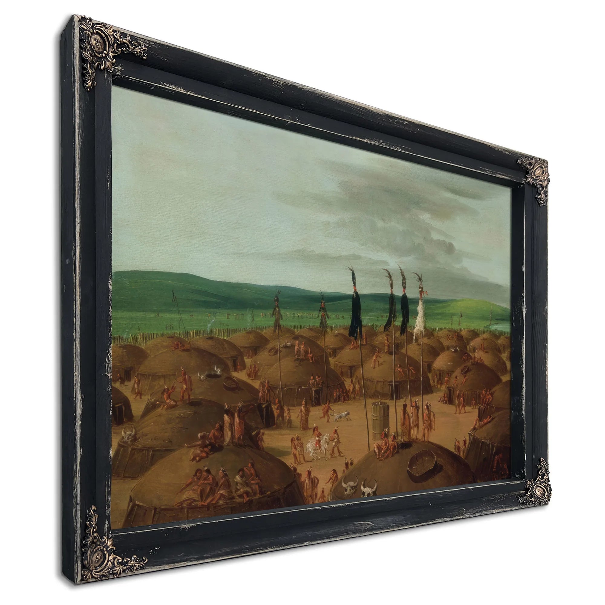 Bird's Eye View Of The Mandan Village, 1800 Miles Above St. Louis By George Catlin Fine Art Print