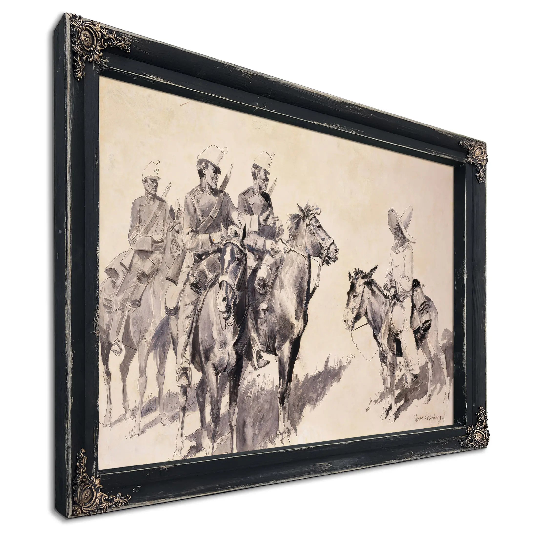 Mexican Gendarmes Asking The Way  by Frederic Remington