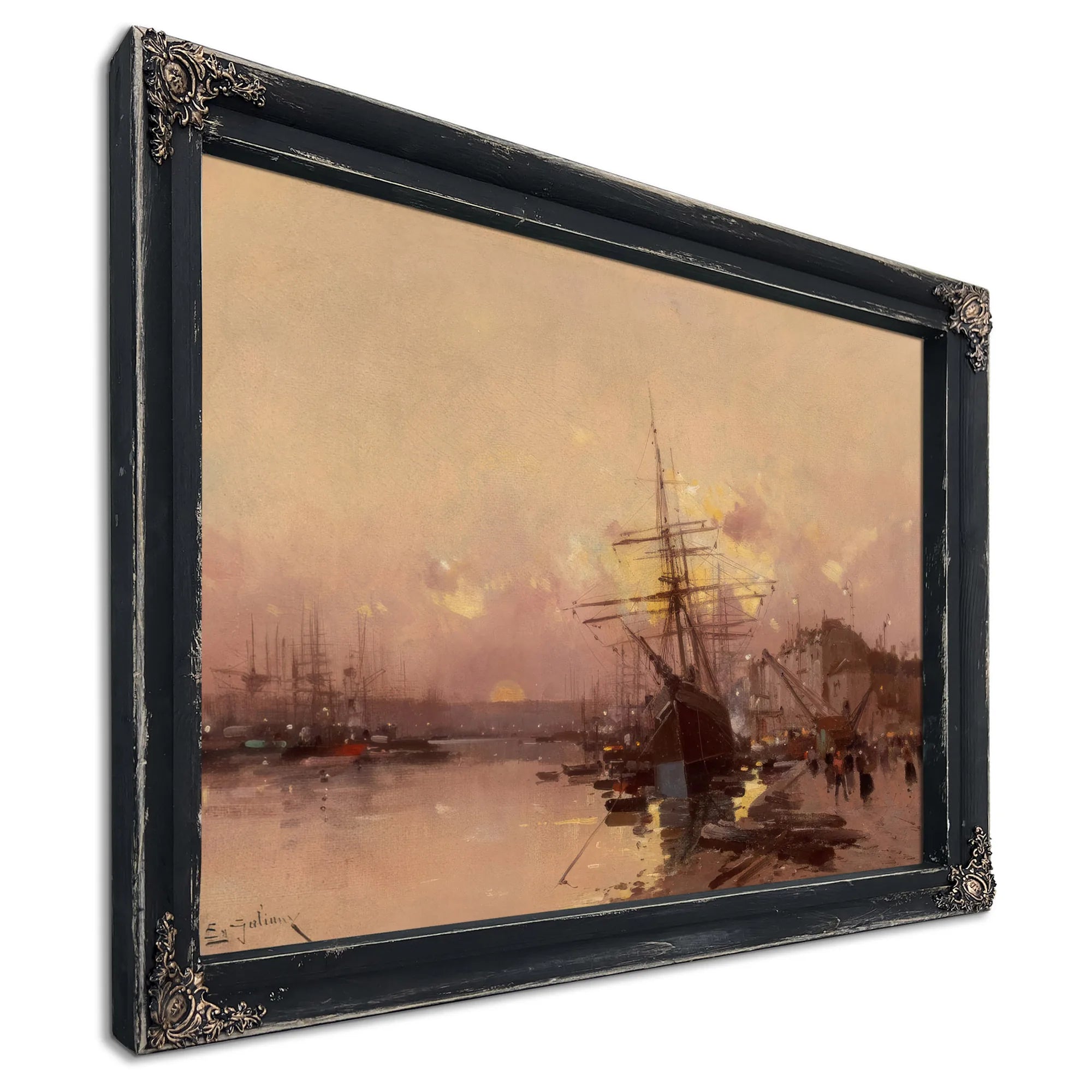 Port Breton Au Crepuscule By Eugene Galien Laloue Fine Art Print