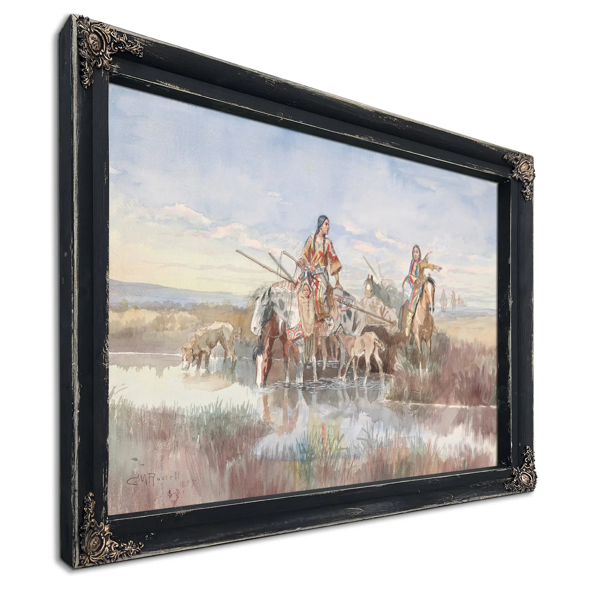Indian Family With Travois by Charles Marion Russell