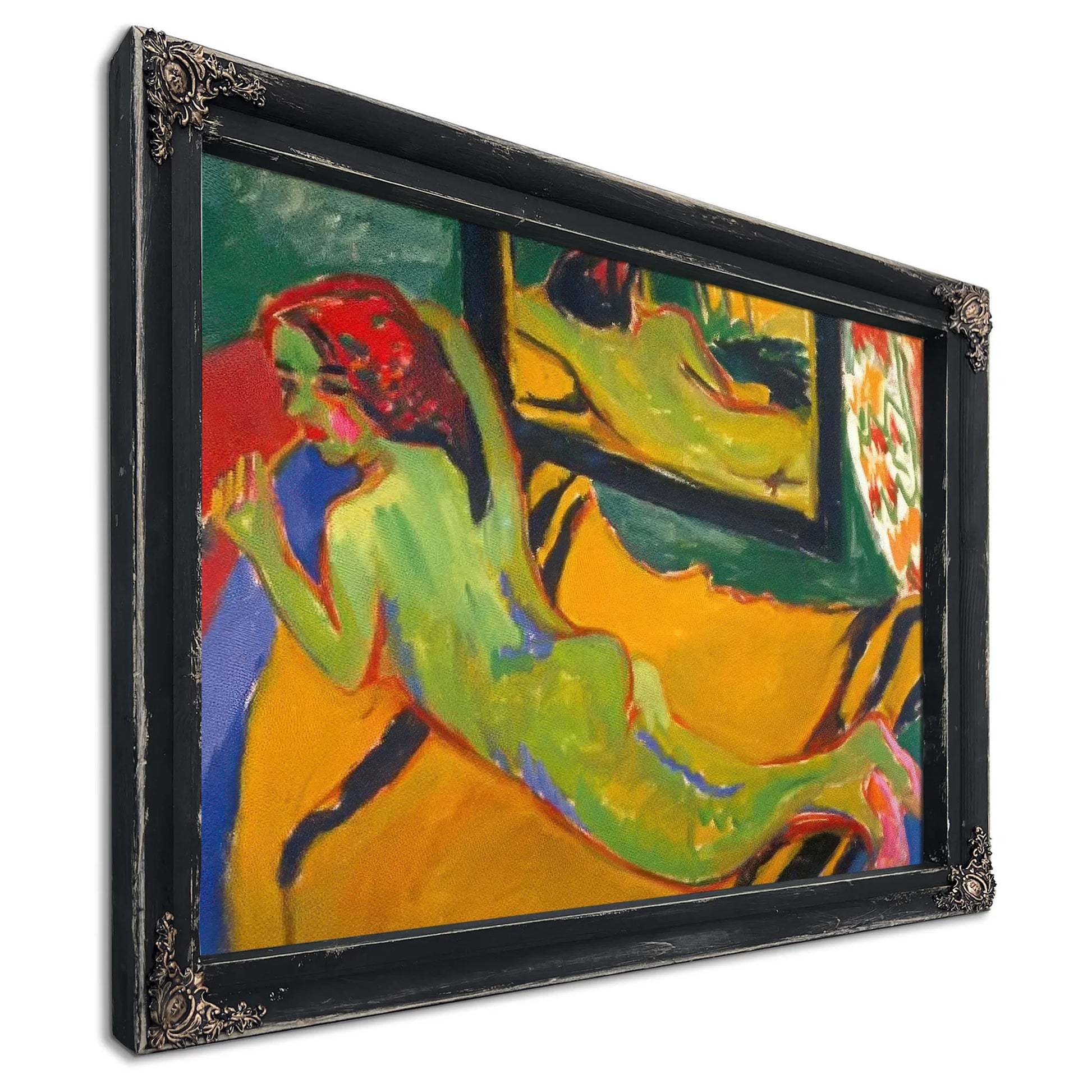 Reclining Nude In Front Of The Mirror ( With Pipe) By Ernst Ludwig Kirchner Fine Art Print