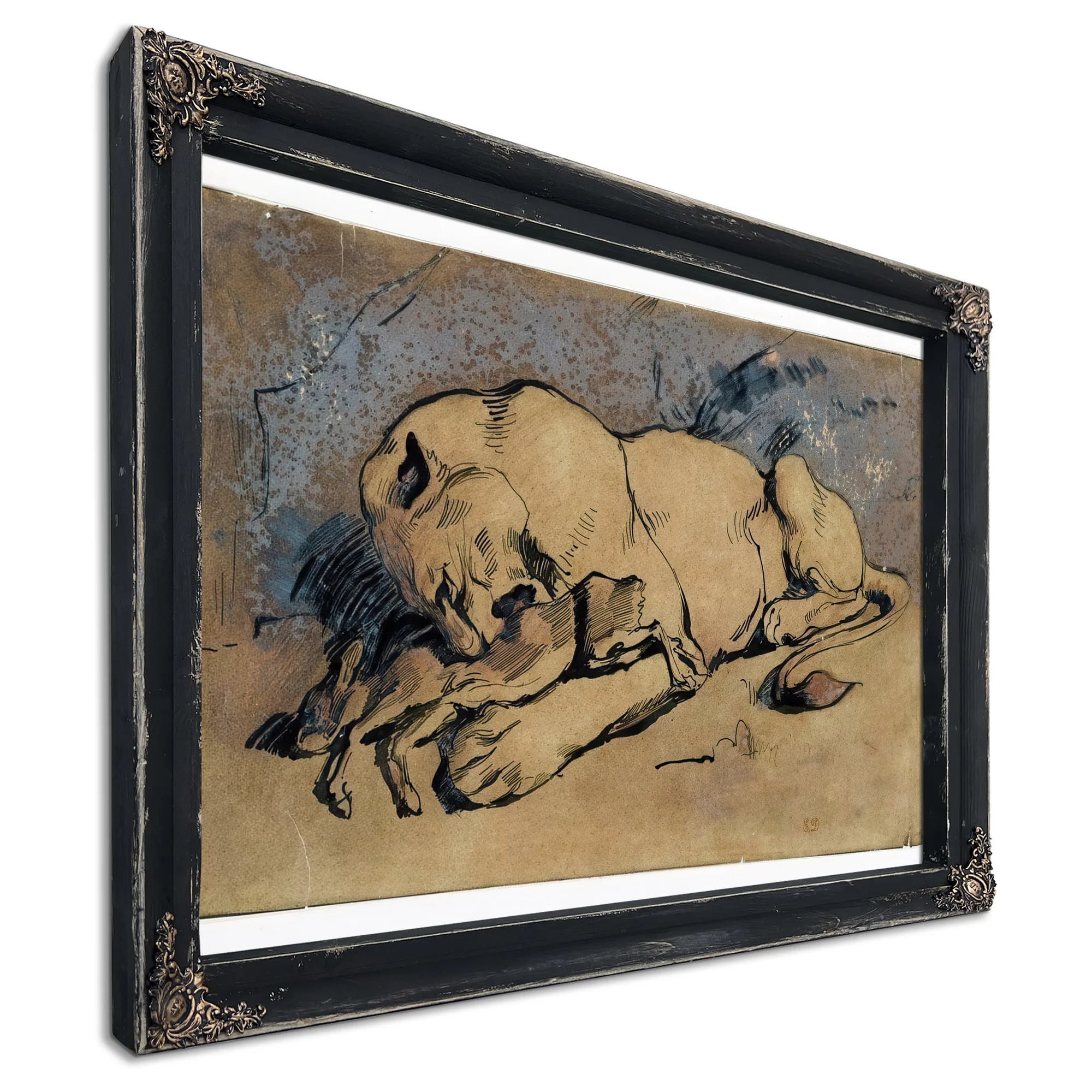 Lioness Devouring A Rabbit By Eugene Delacroix Fine Art Print