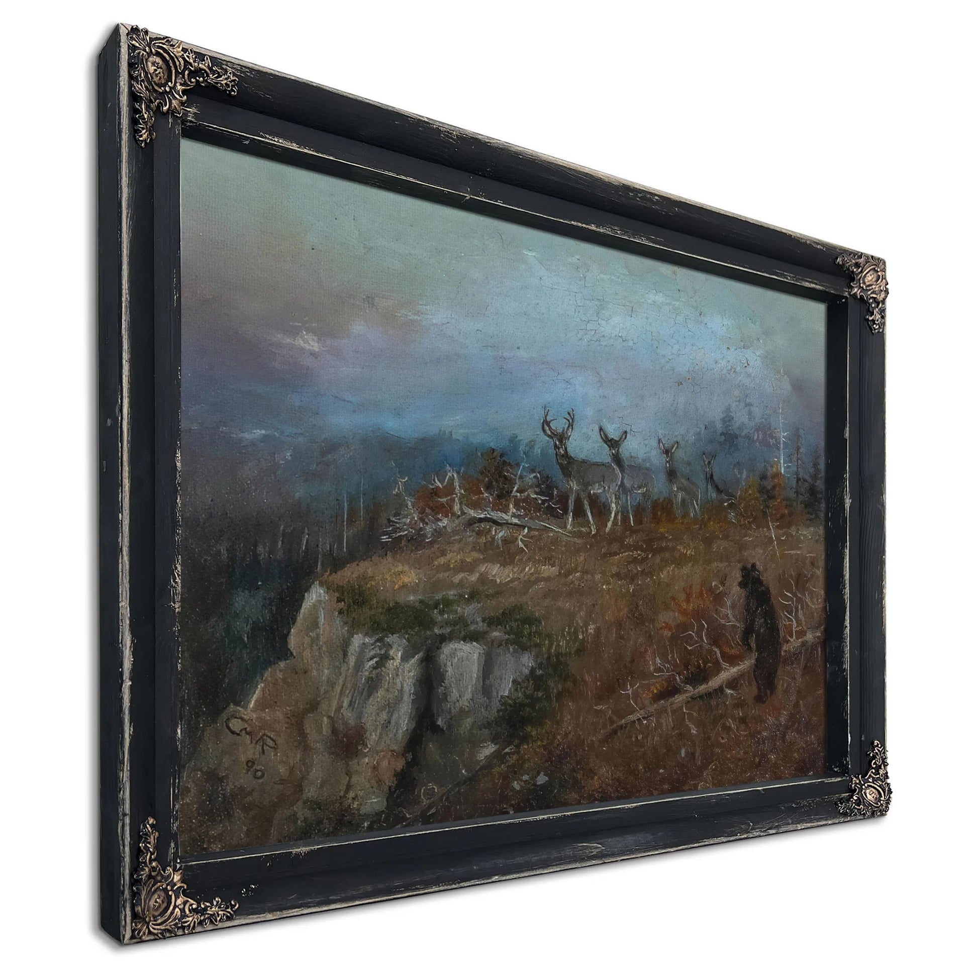 Deer And Bear In A Landscape, 1890 By Charles Marion Russell Fine Art Print