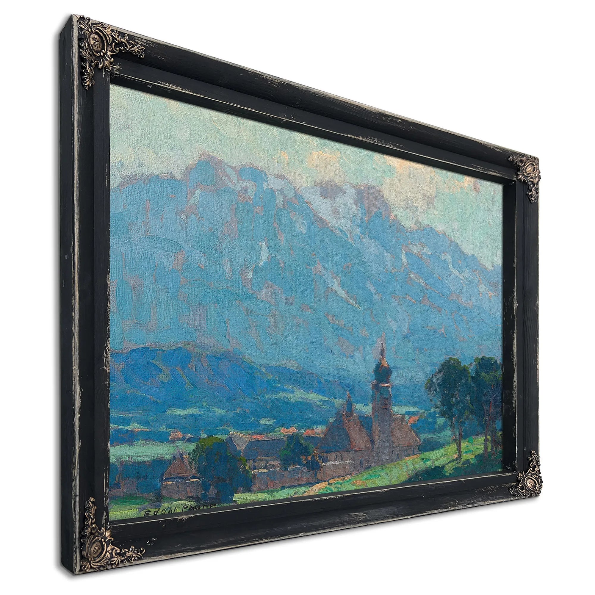 Swiss Village Scene By Edgar Payne Fine Art Print