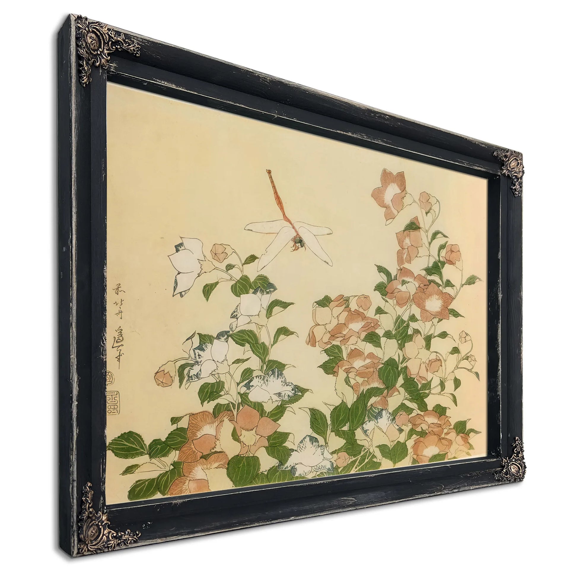 Bell Flower And Dragonfly By Hokusai Fine Art Print