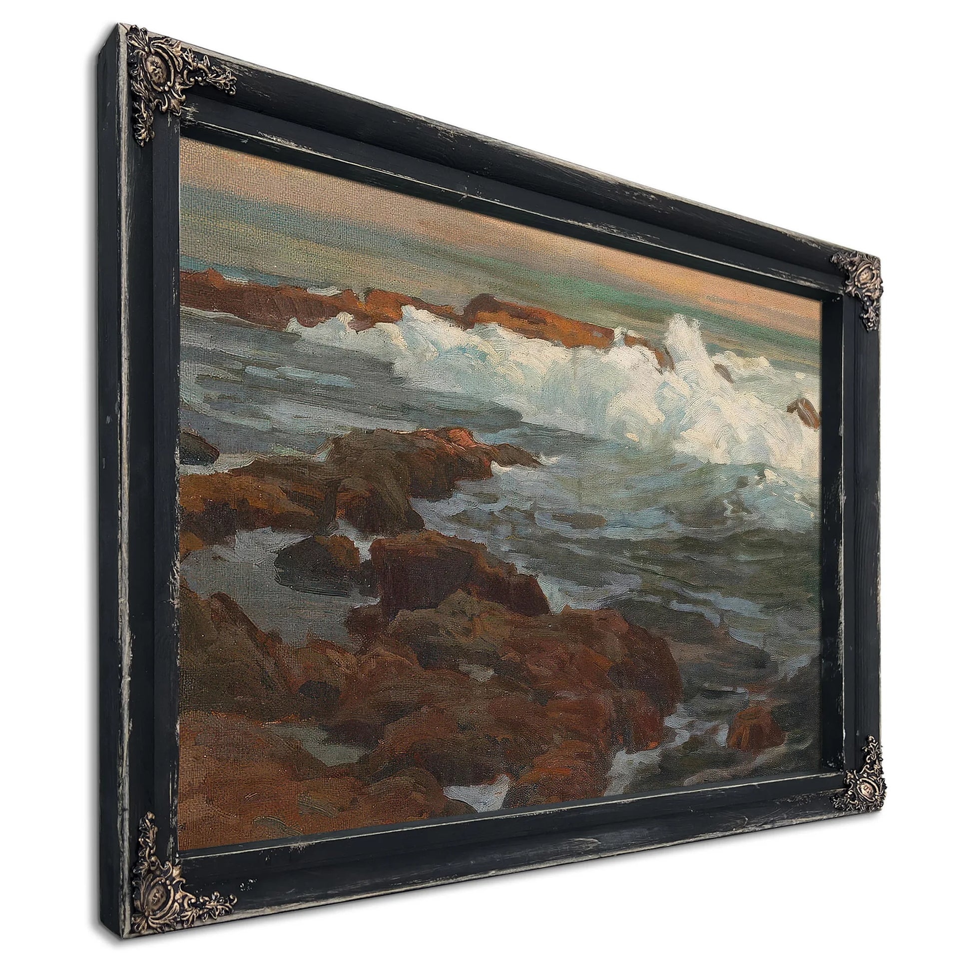 Waves Breaking Along A Rocky Coast By Edgar Payne Fine Art Print