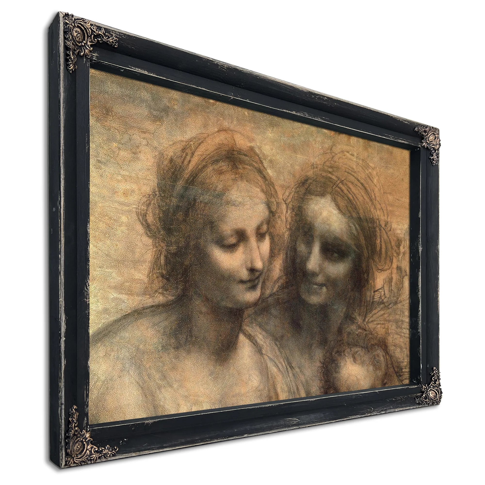 Detail Of The Heads Of The Virgin And St. Anne From The Virgin And Child With Ss. Anne And John The Baptist By Leonardo Da Vinci Fine Art Print