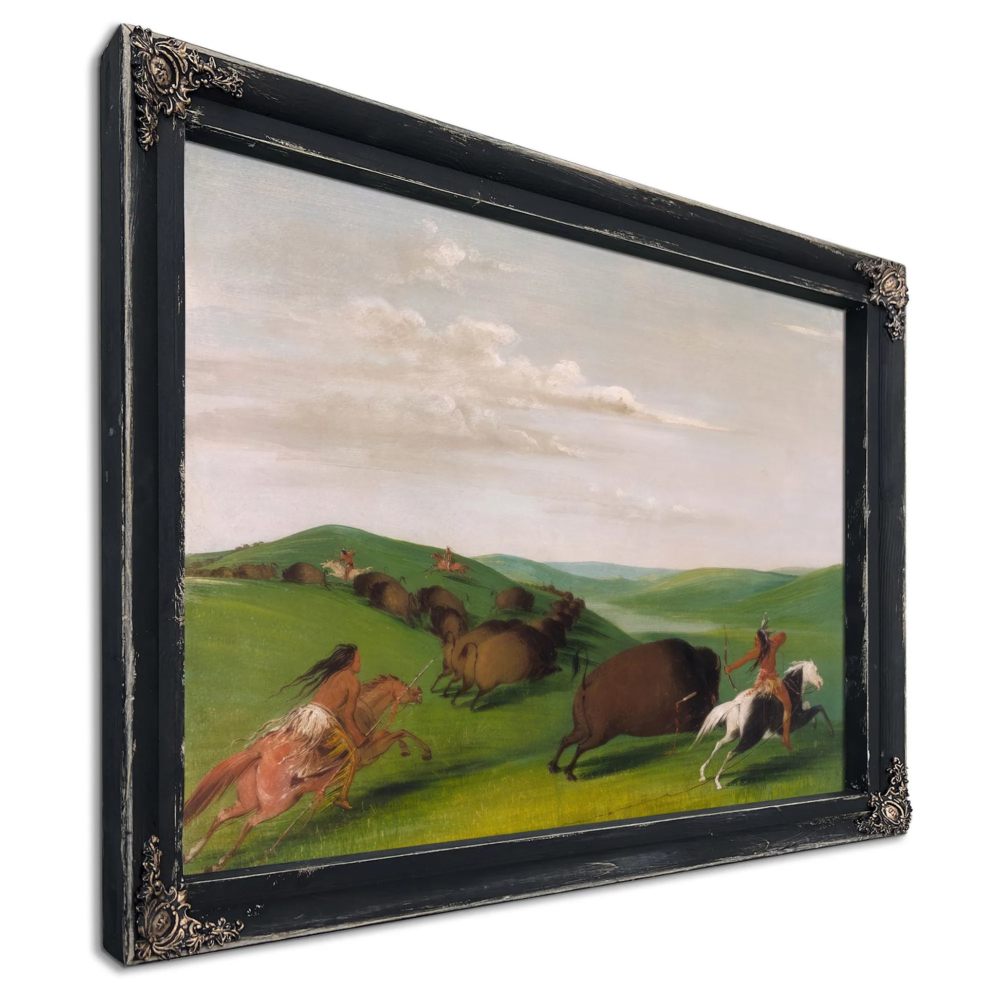 Buffalo Chase With Bows And Lances By George Catlin Fine Art Print