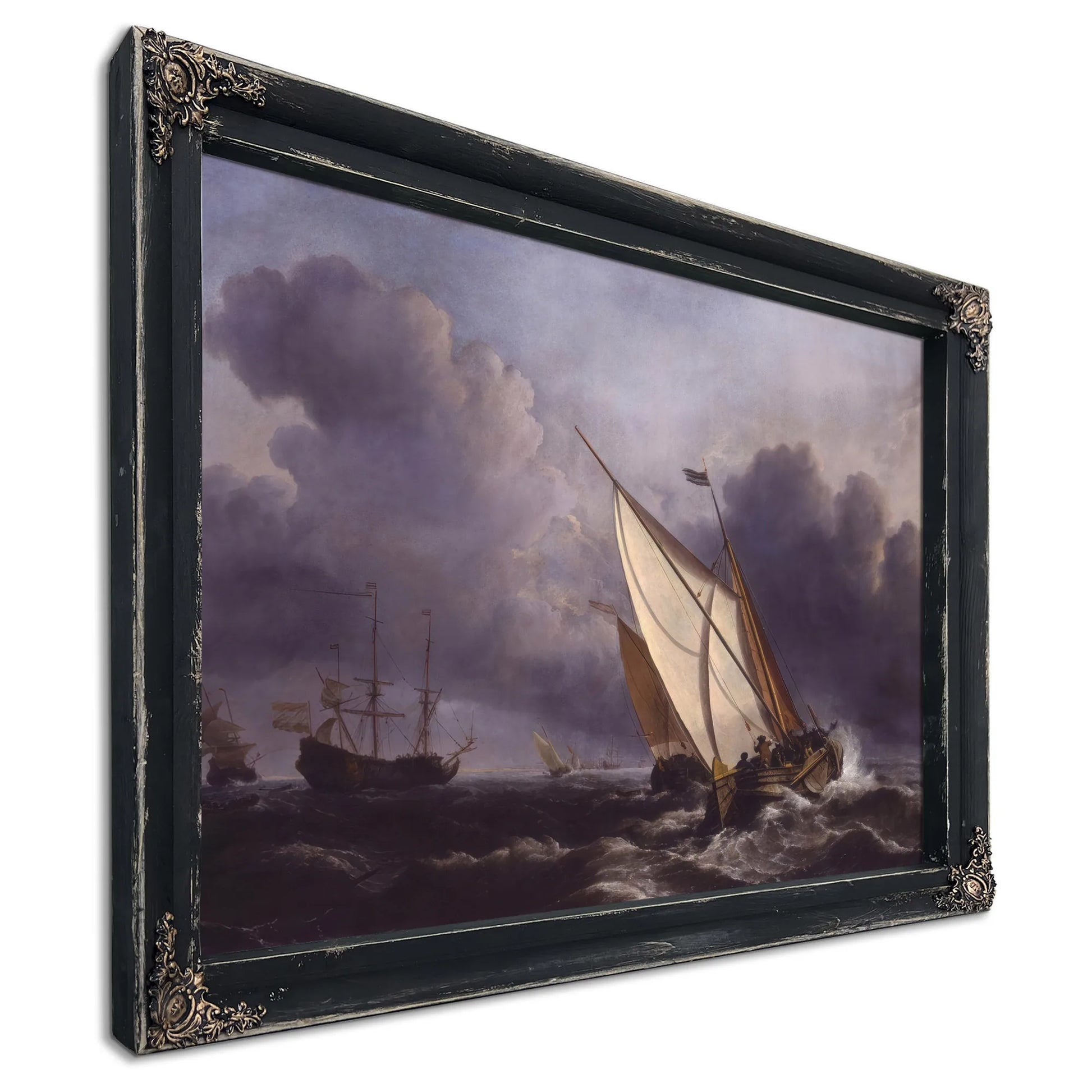Ships In A Stormy Sea By Willem Van De Velde Ii Fine Art Print