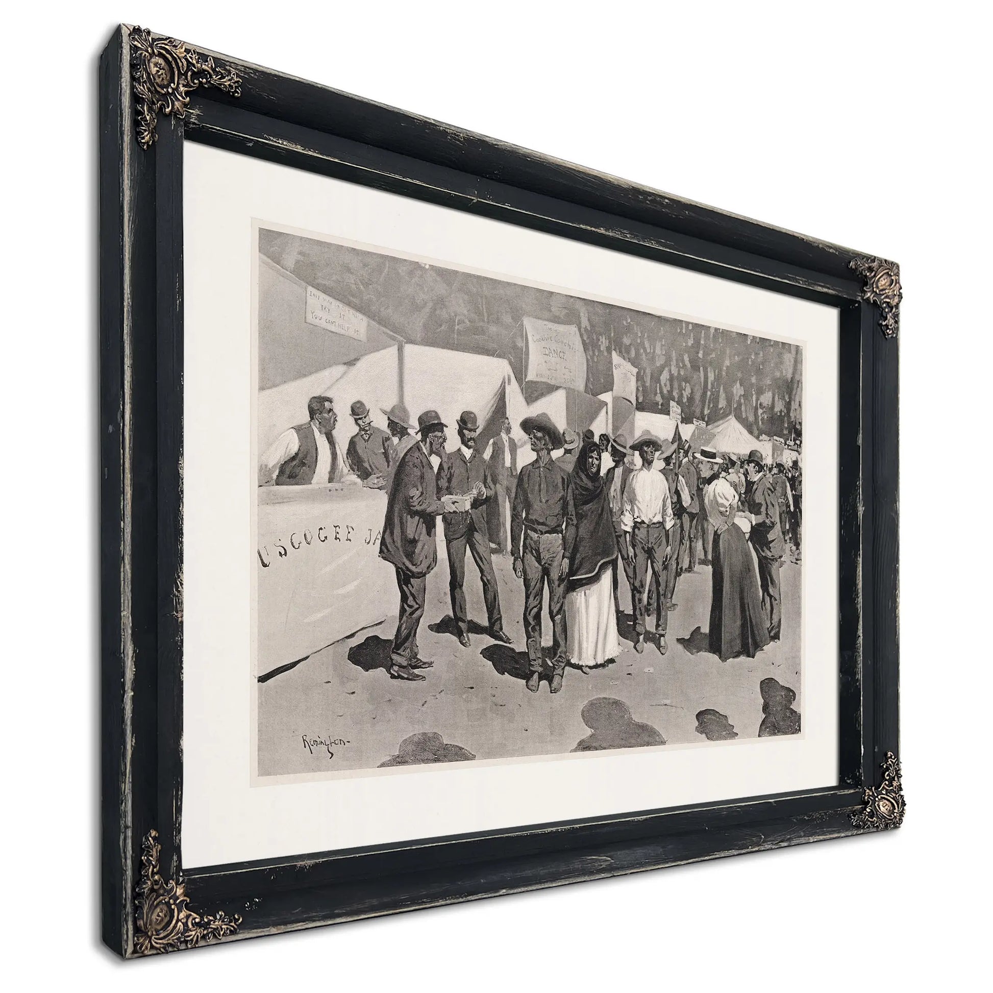 Paying The Indians For The Cherokee Strip Scenes Around The Government Paymasters Quarters by Frederic Remington
