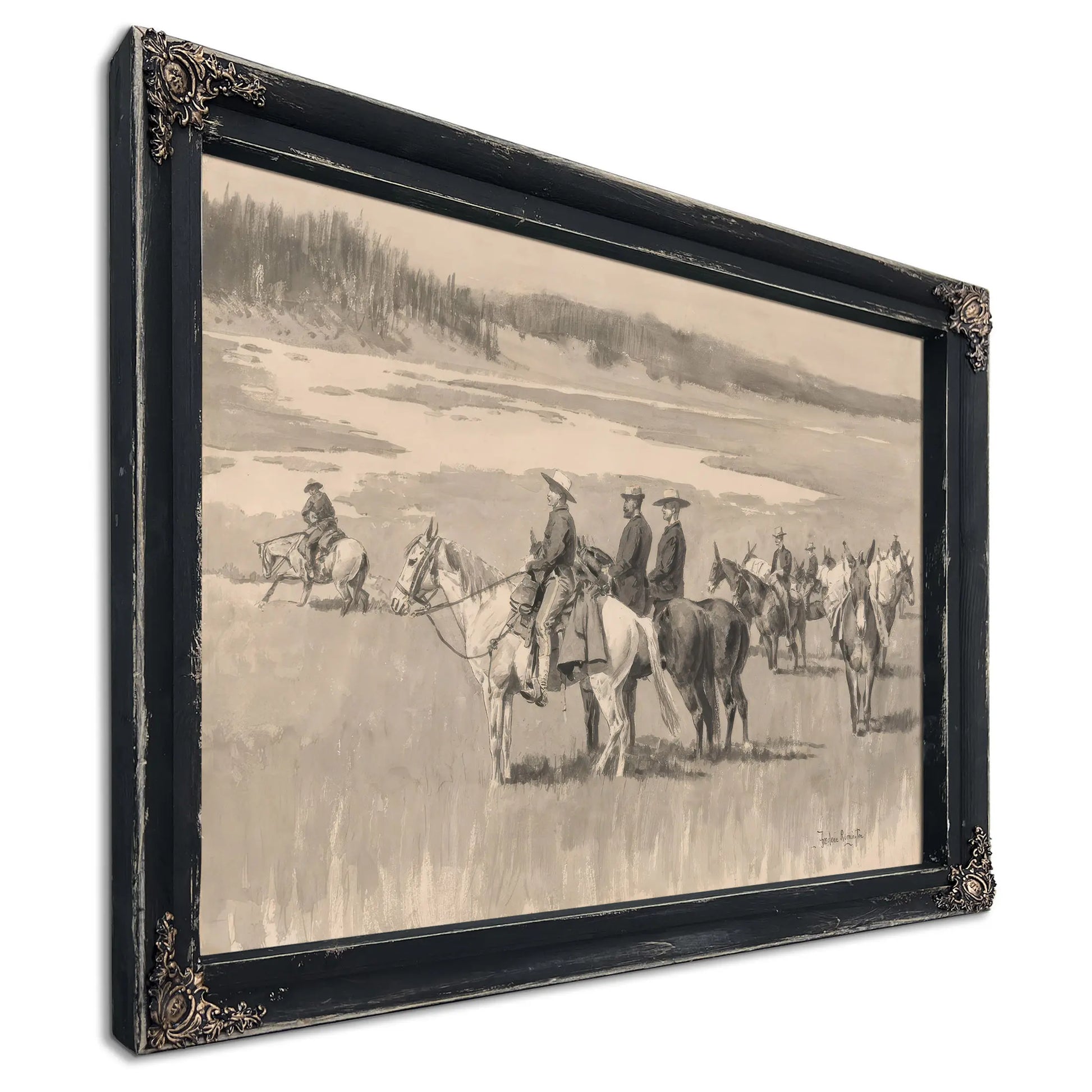 On The Headwatersburgess Finding A Ford Ca  by Frederic Remington