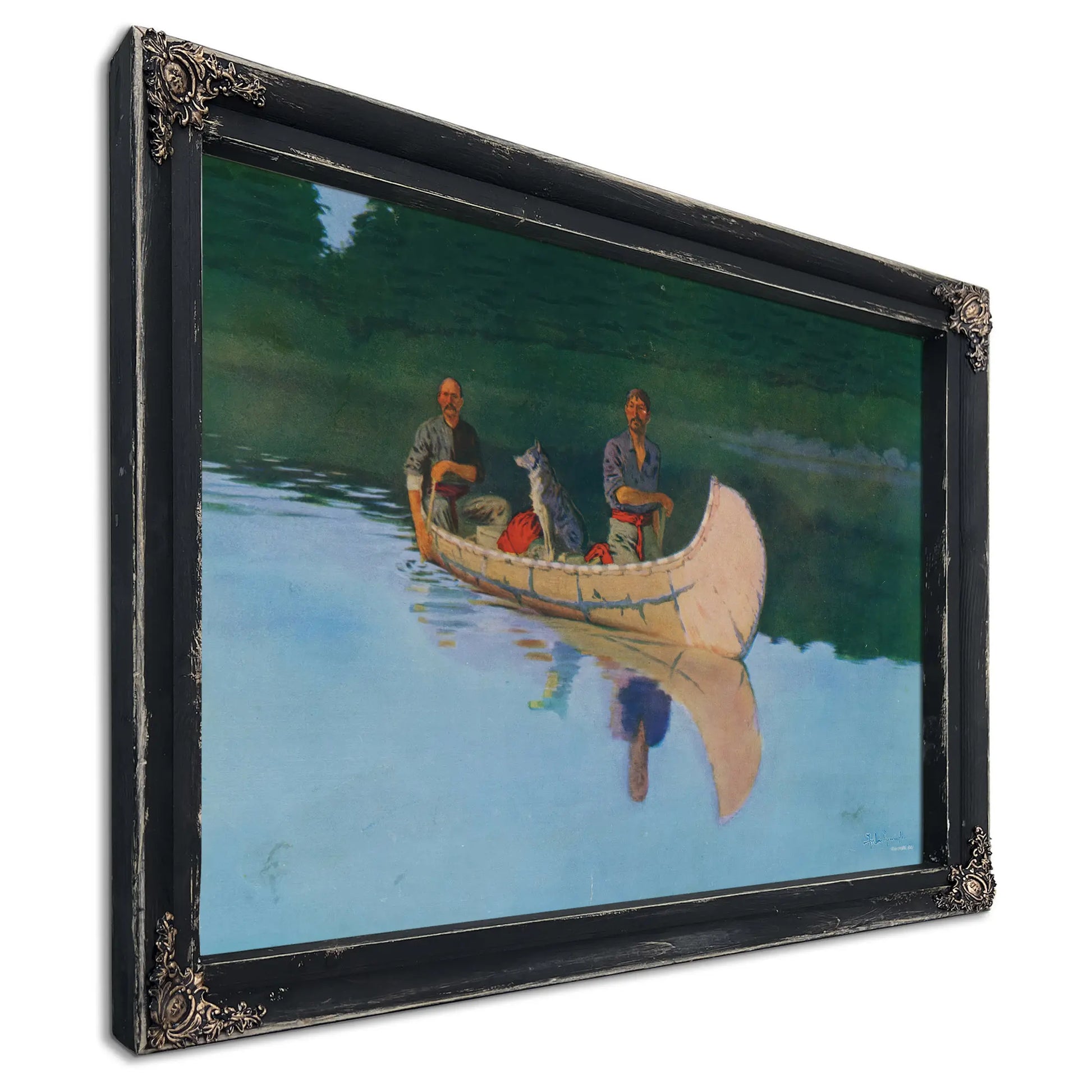 Two Men And A Dog In A Canoe Frederic Remington Lccn  by Frederic Remington