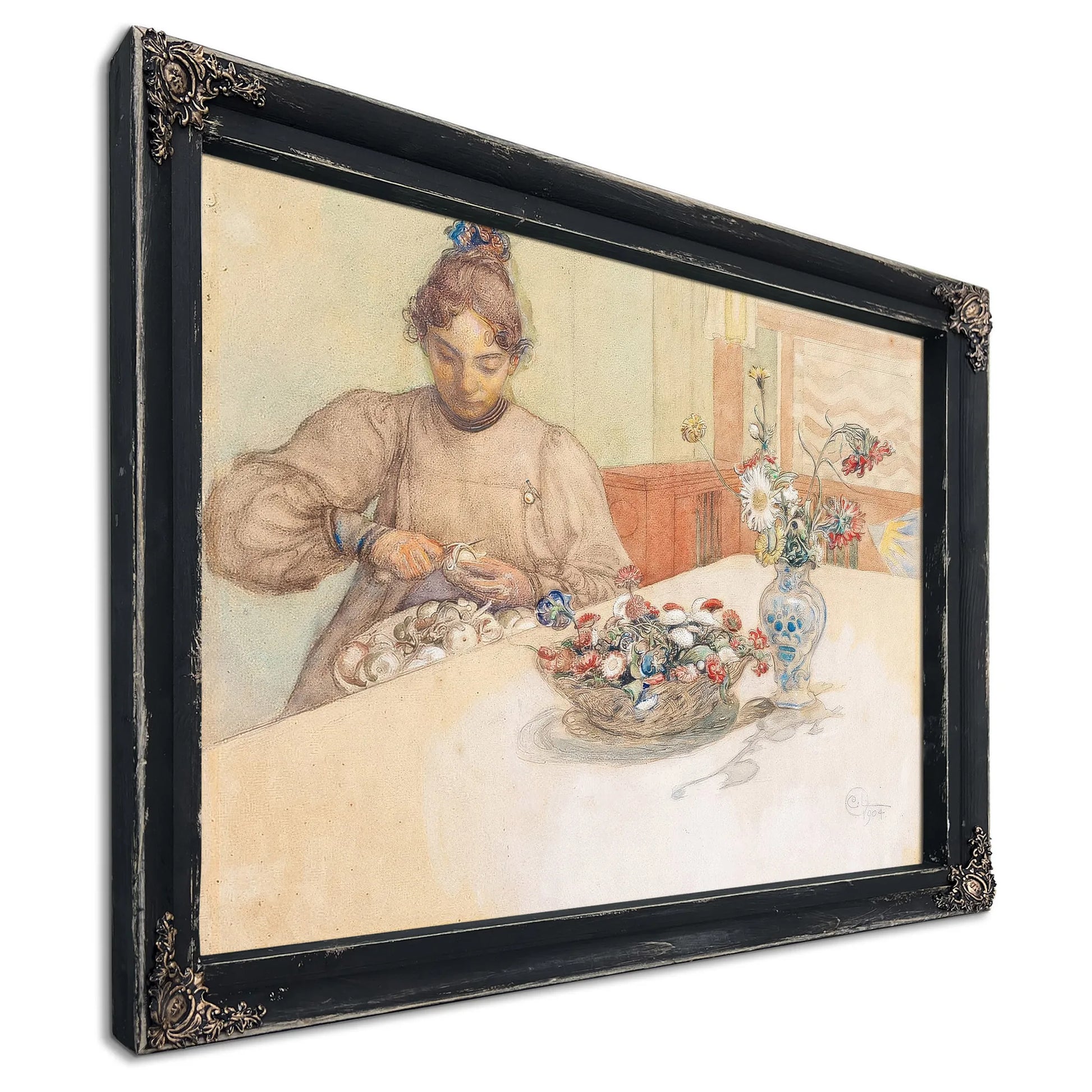 Karin Peeling Apples By Carl Larsson Fine Art Print