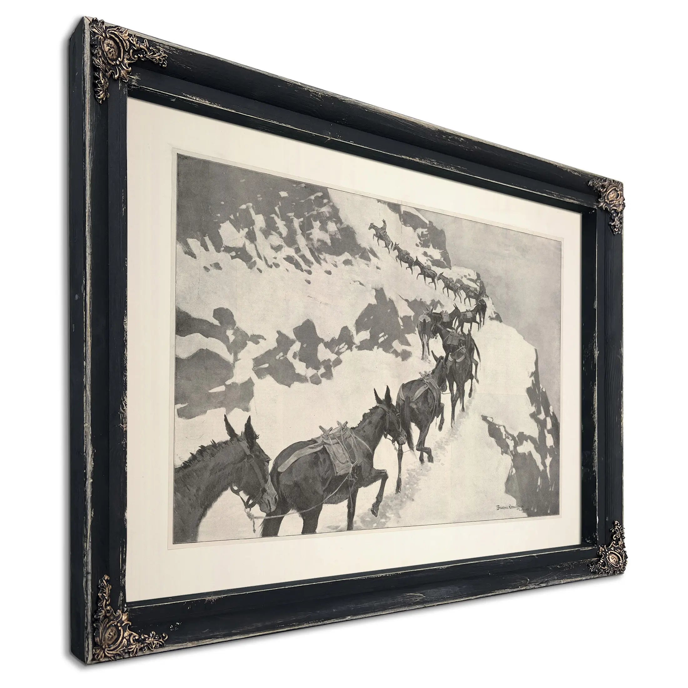 An Ore Train Going Into The Silver Mines Colorado by Frederic Remington