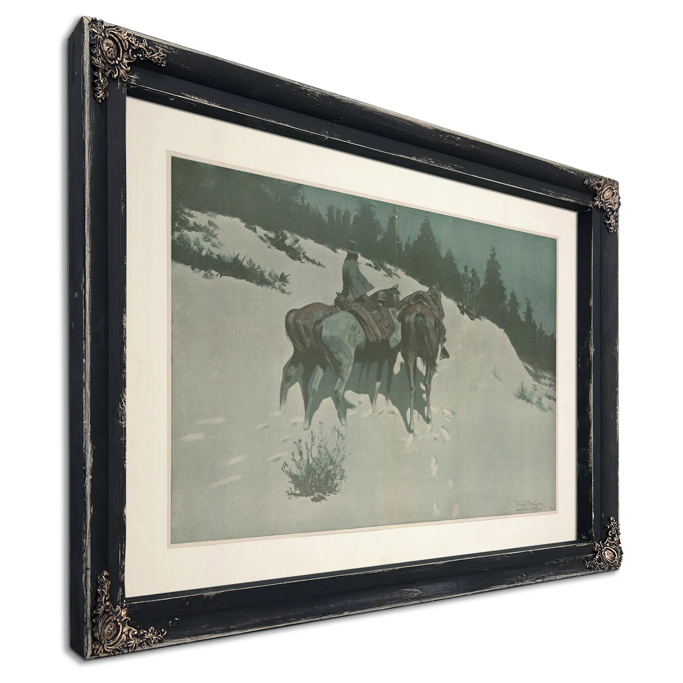 A Reconnaissance A Cavalry Officer With His White Scout Viewing Hostile Indian Country By Moonlight by Frederic Remington