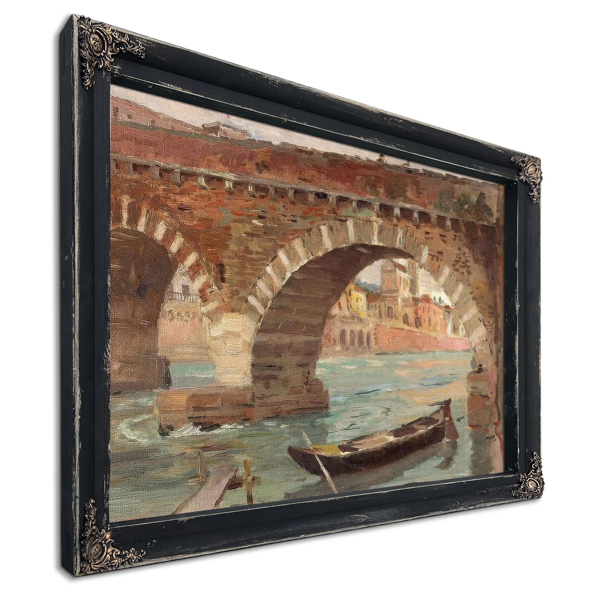 A Boat Moored Near A Bridge By Colin Campbell Cooper Fine Art Print