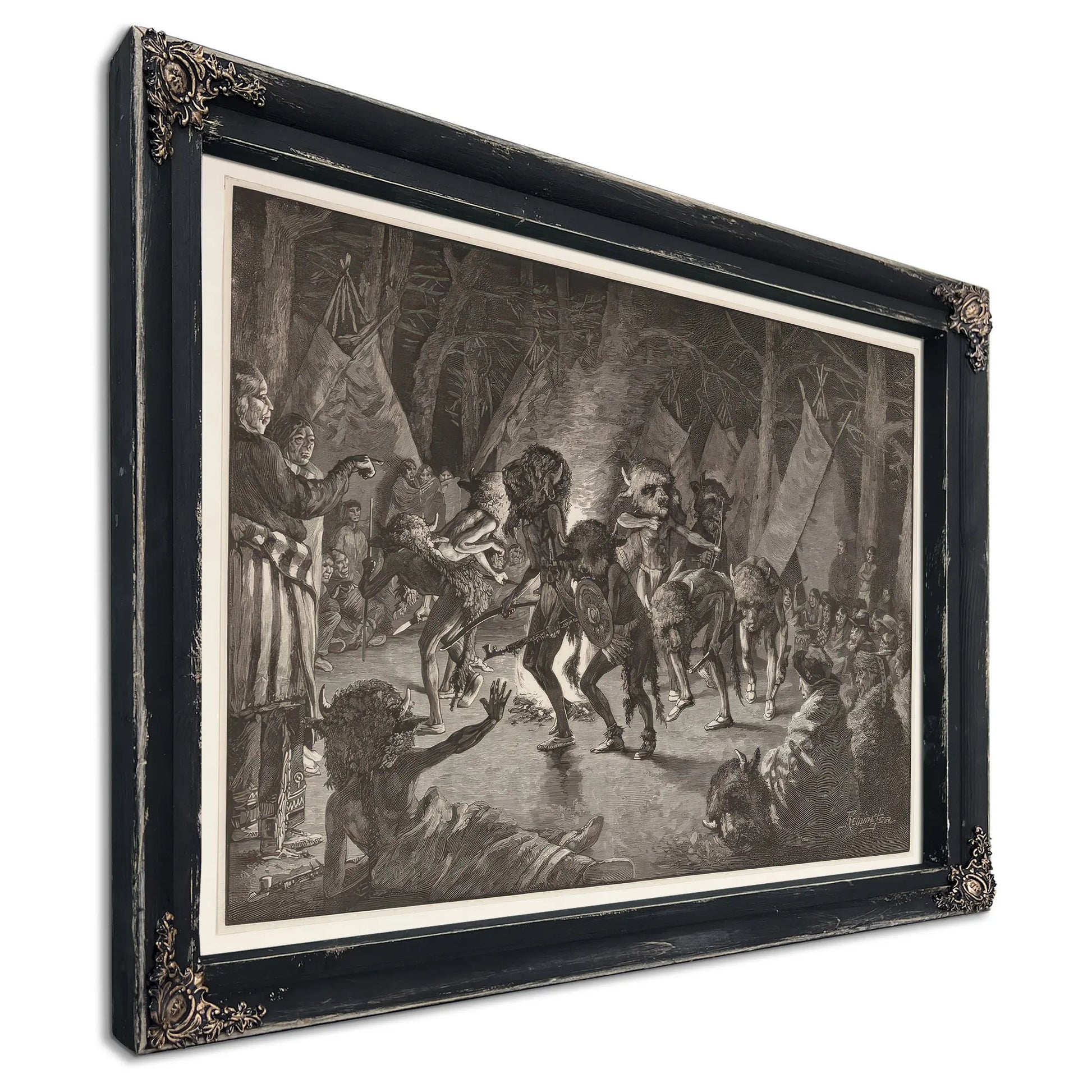 The Buffalo Dance From Harpers Weekly Pub  by Frederic Remington