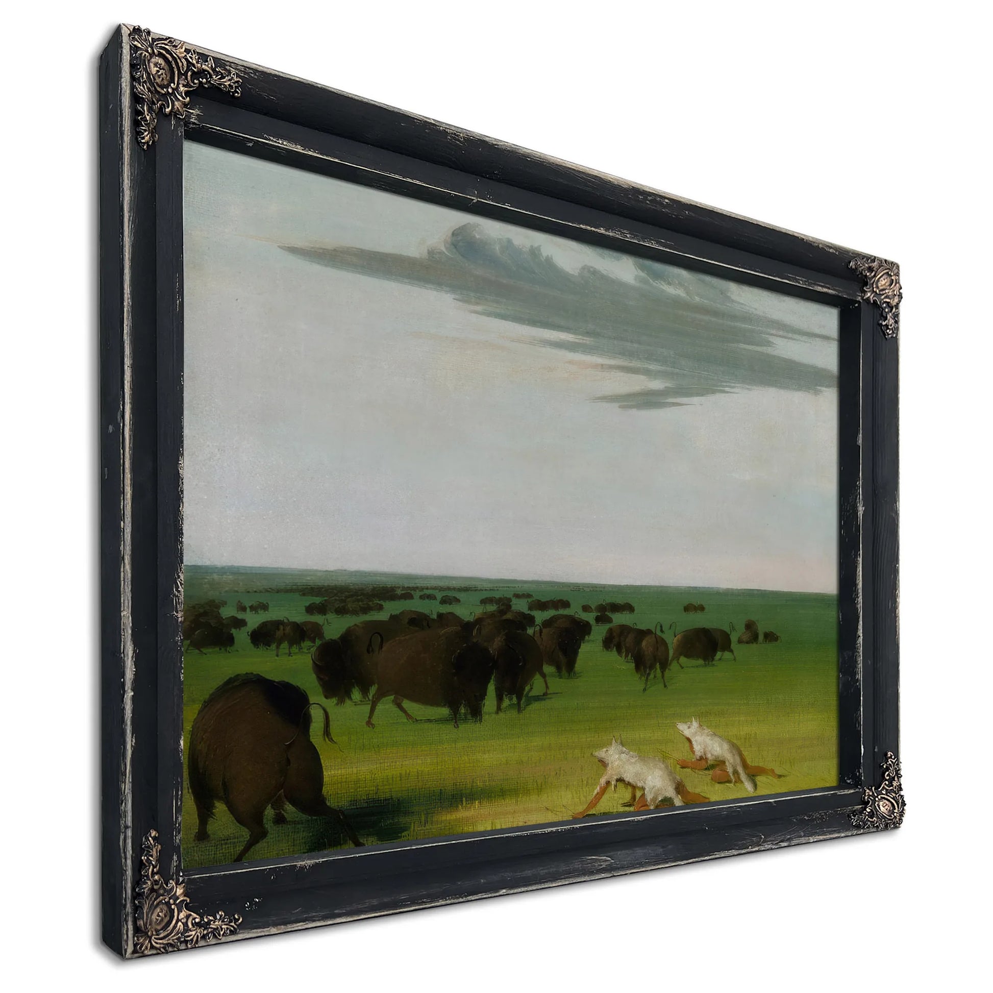 Buffalo Hunt Under The Wolf Skin Mask By George Catlin Fine Art Print