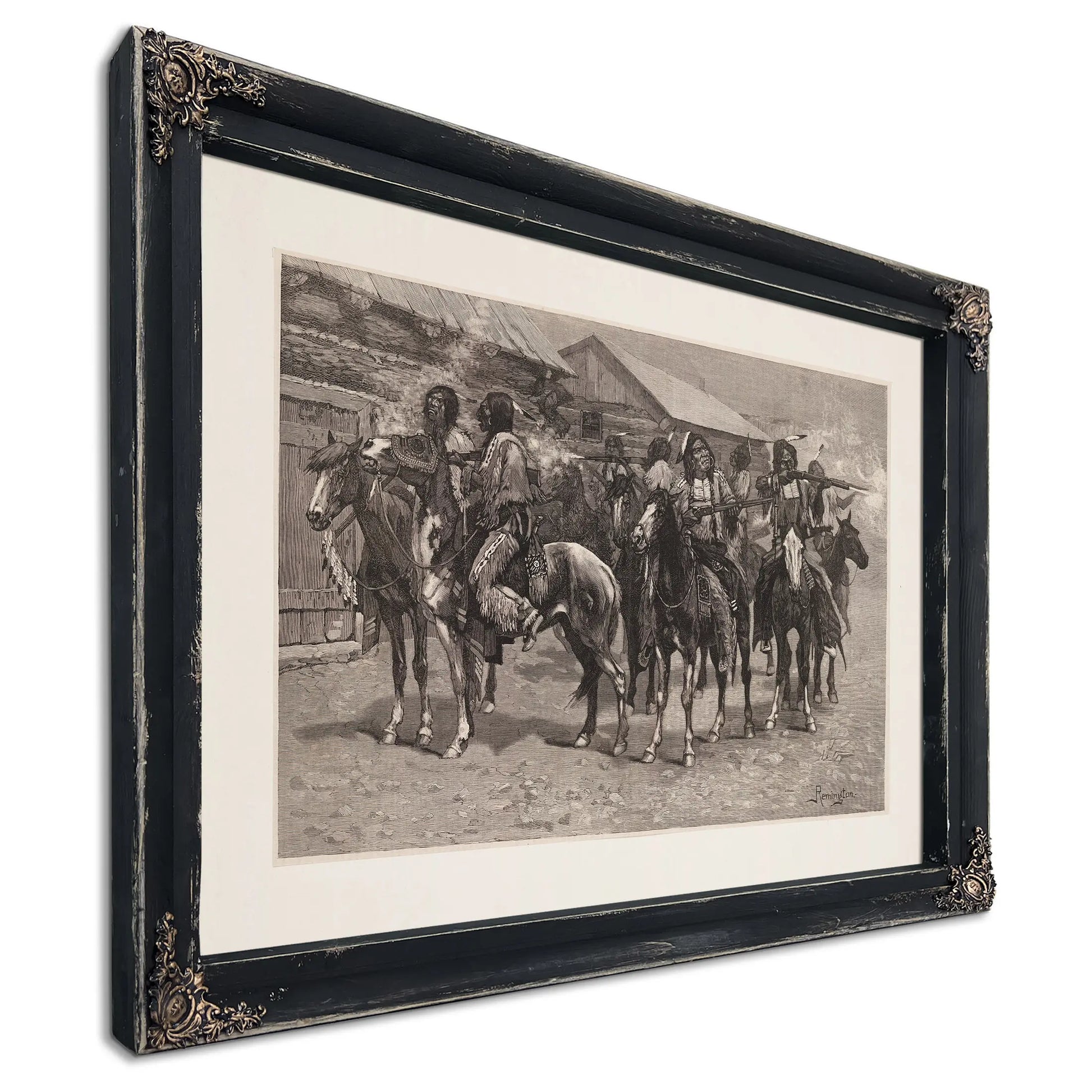 Crow Indians Firing Into The Agency by Frederic Remington