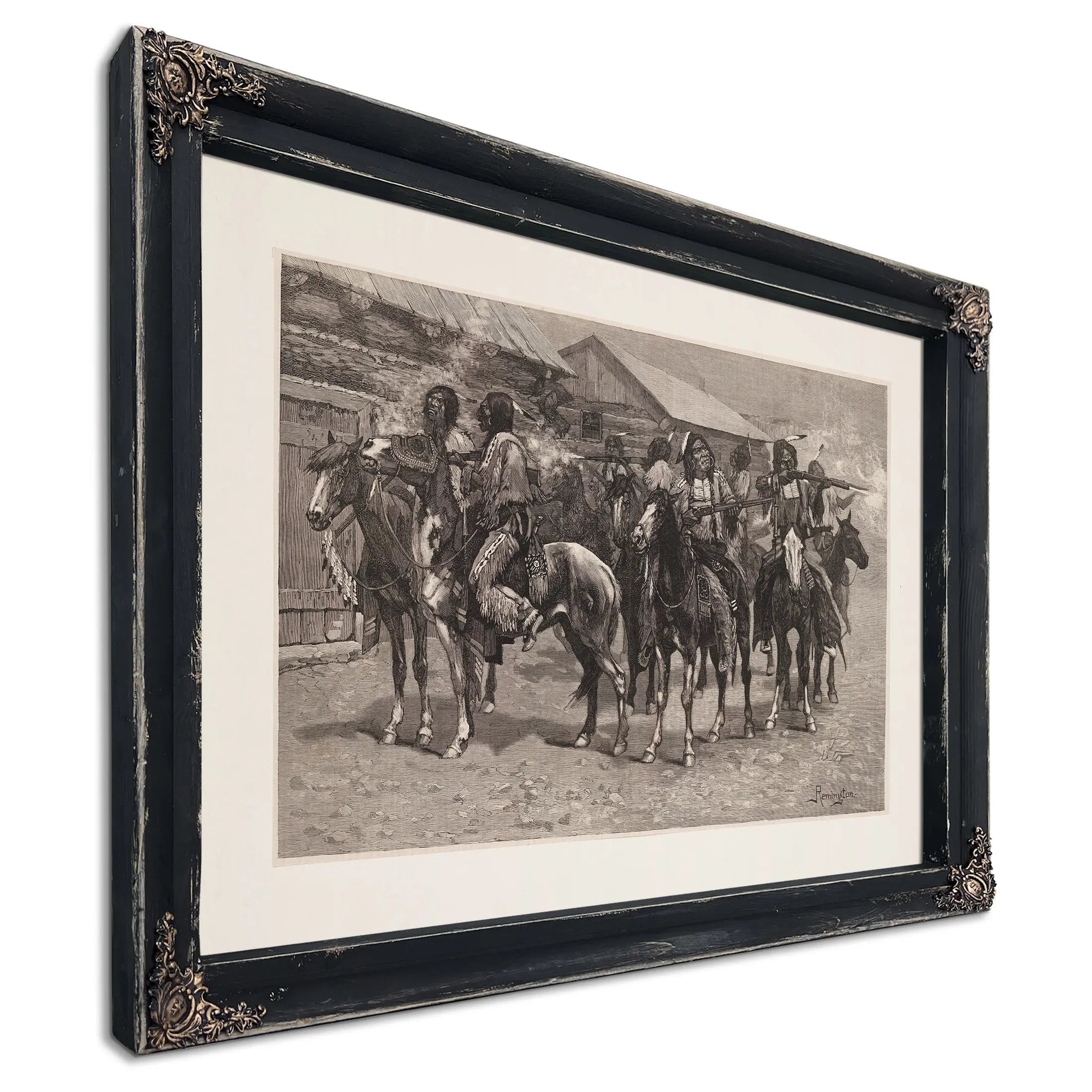 Crow Indians Firing Into The Agency by Frederic Remington