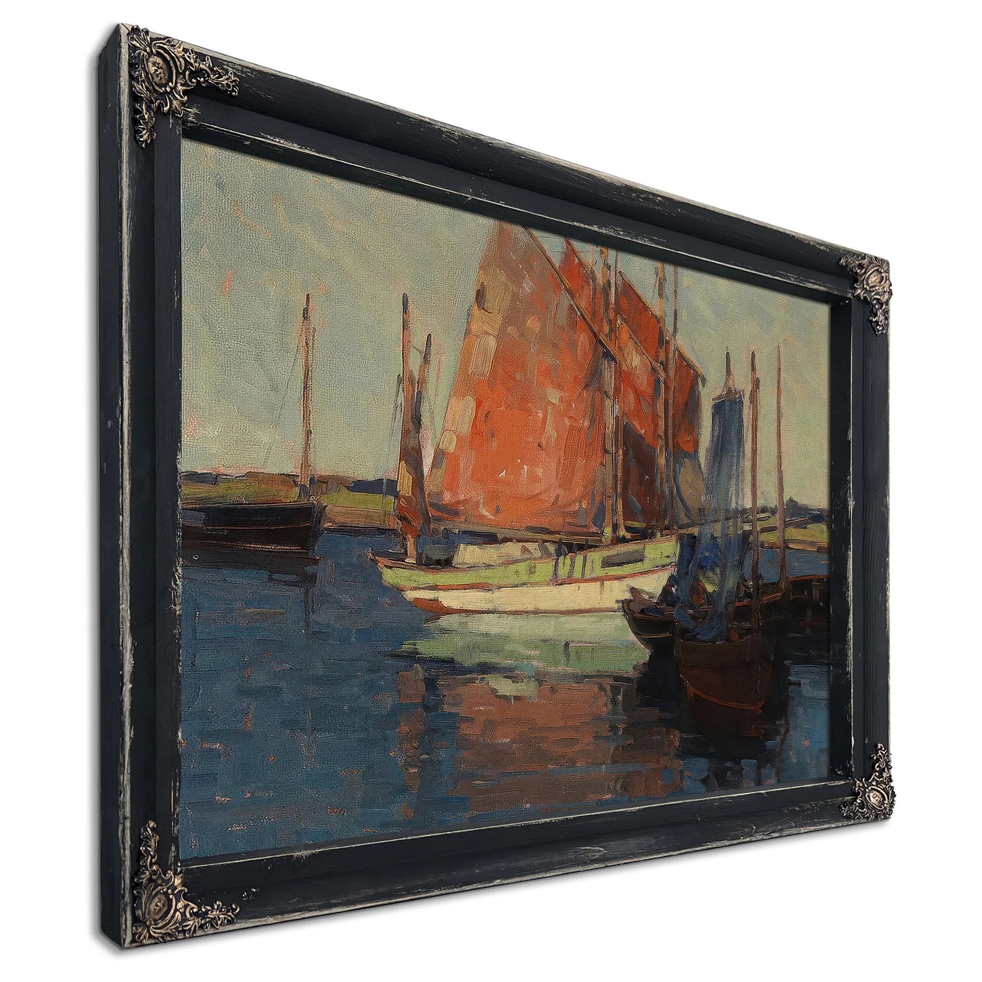 Red Sails, French Tuna Boats By Edgar Payne Fine Art Print