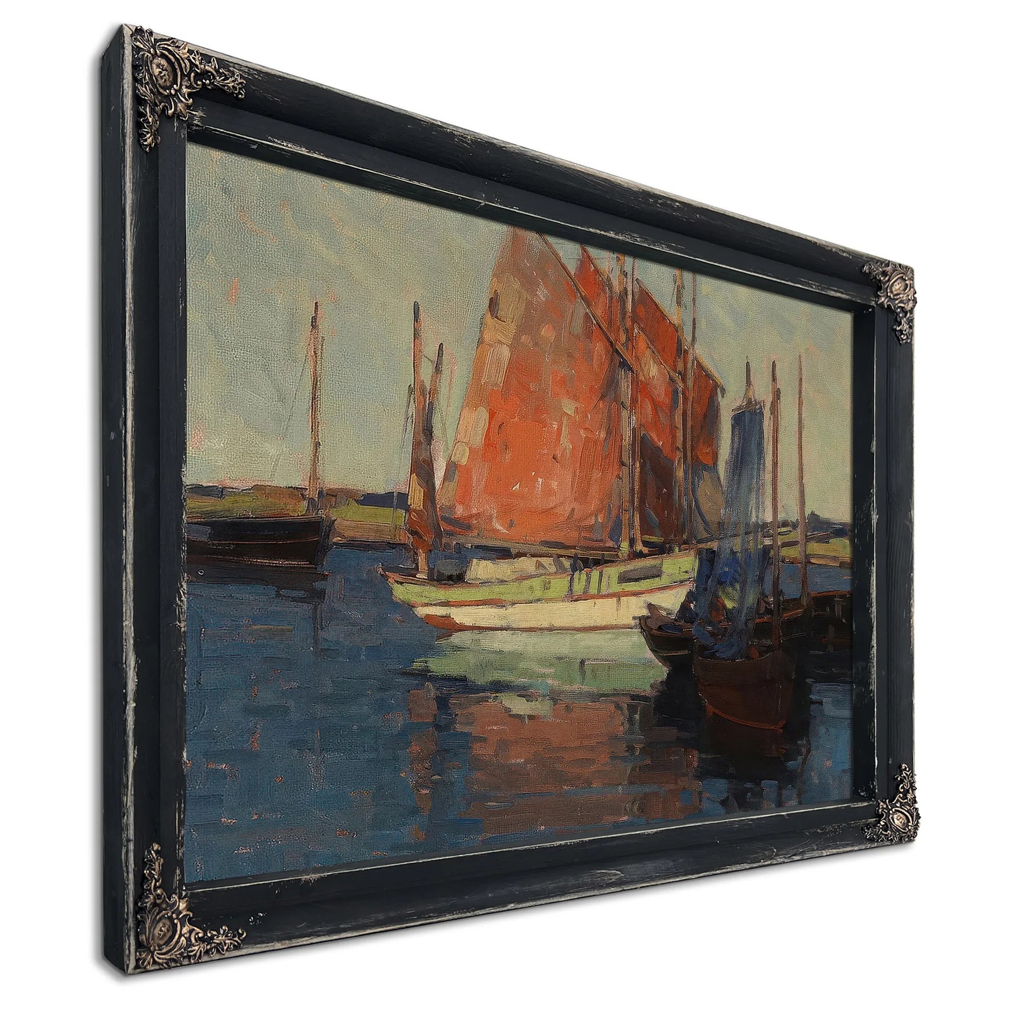 Red Sails, French Tuna Boats By Edgar Payne Fine Art Print