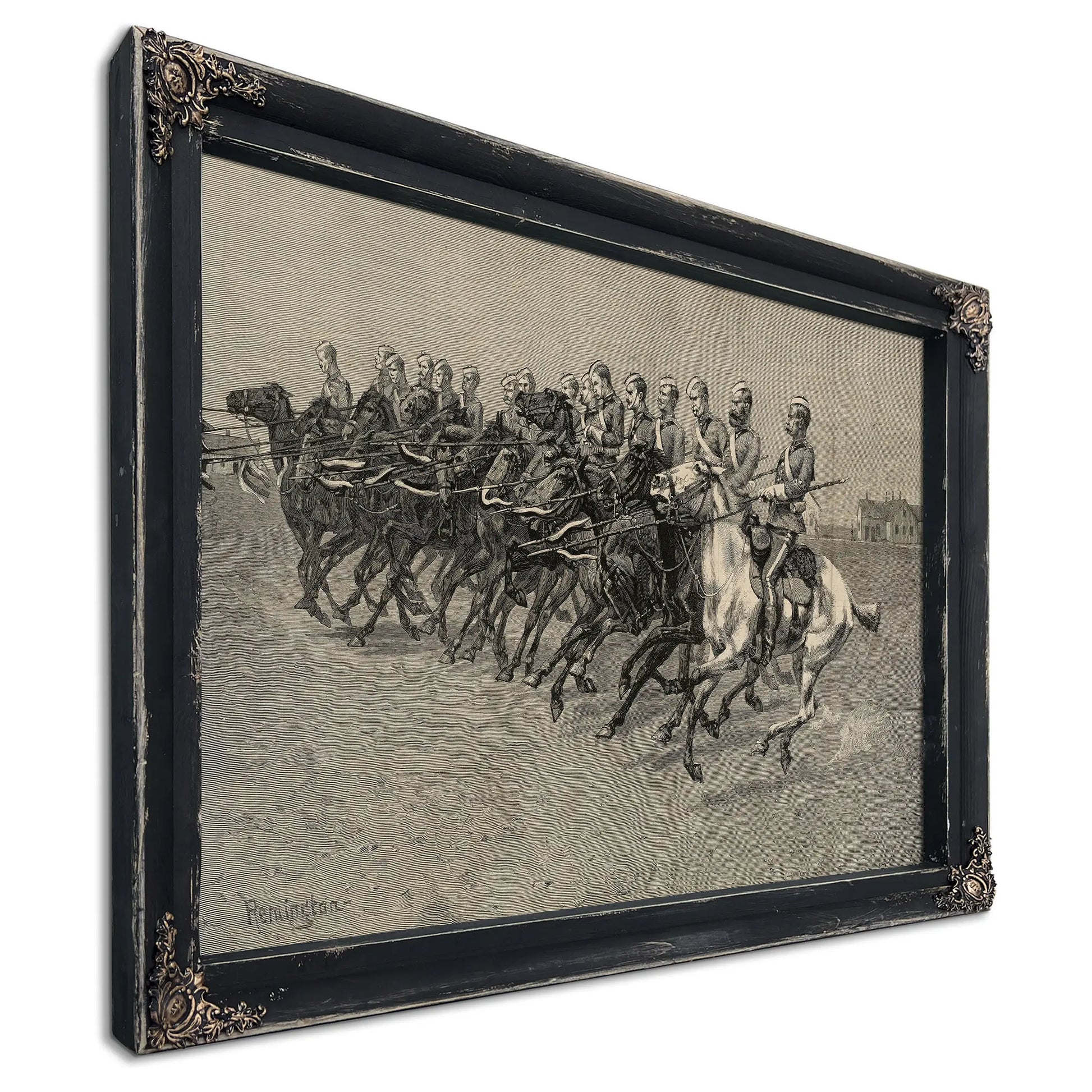 The Canadian Mounted Police On A Musical Ride Charge by Frederic Remington
