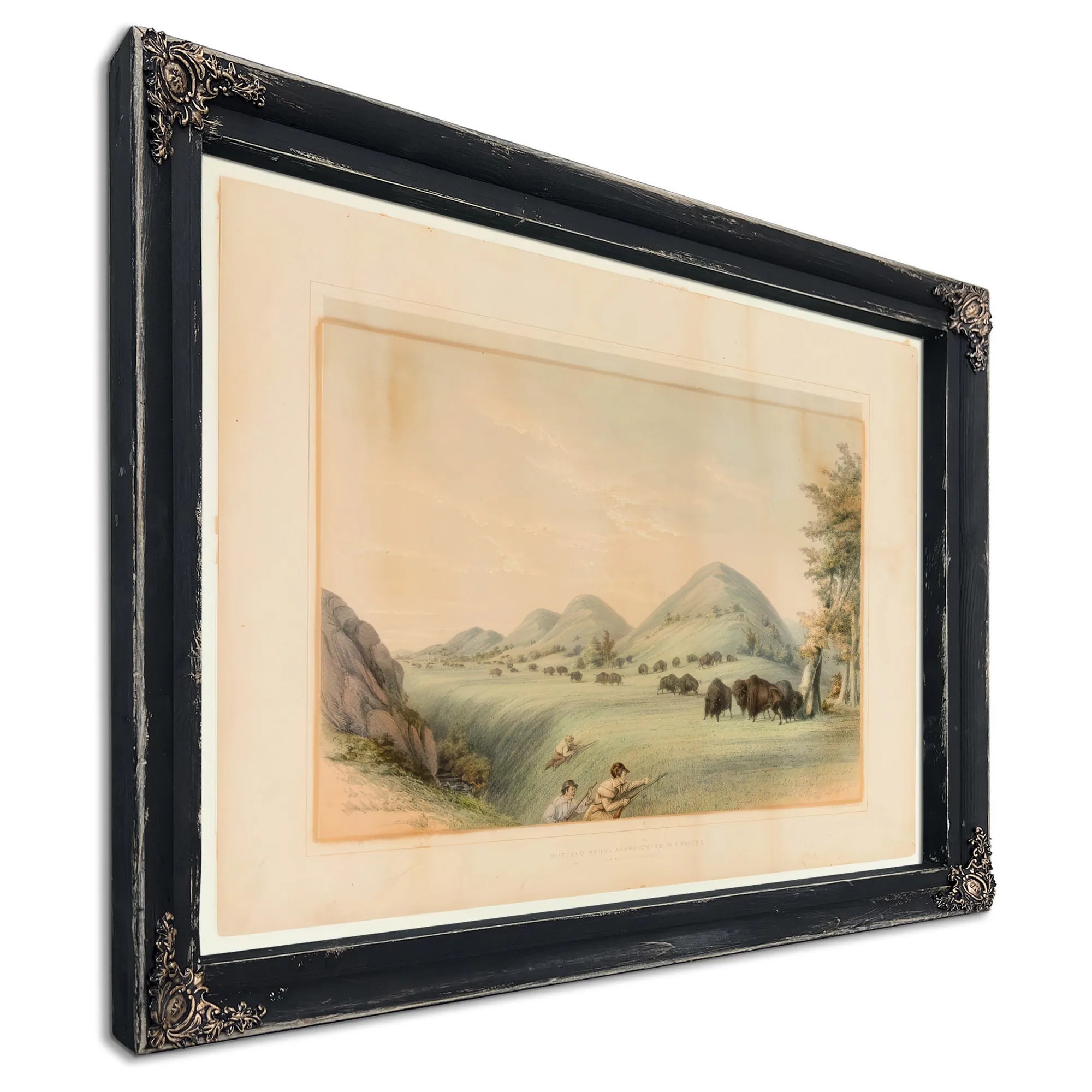 Buffalo Hunt; Approaching In A Ravine No. 11 By George Catlin Fine Art Print