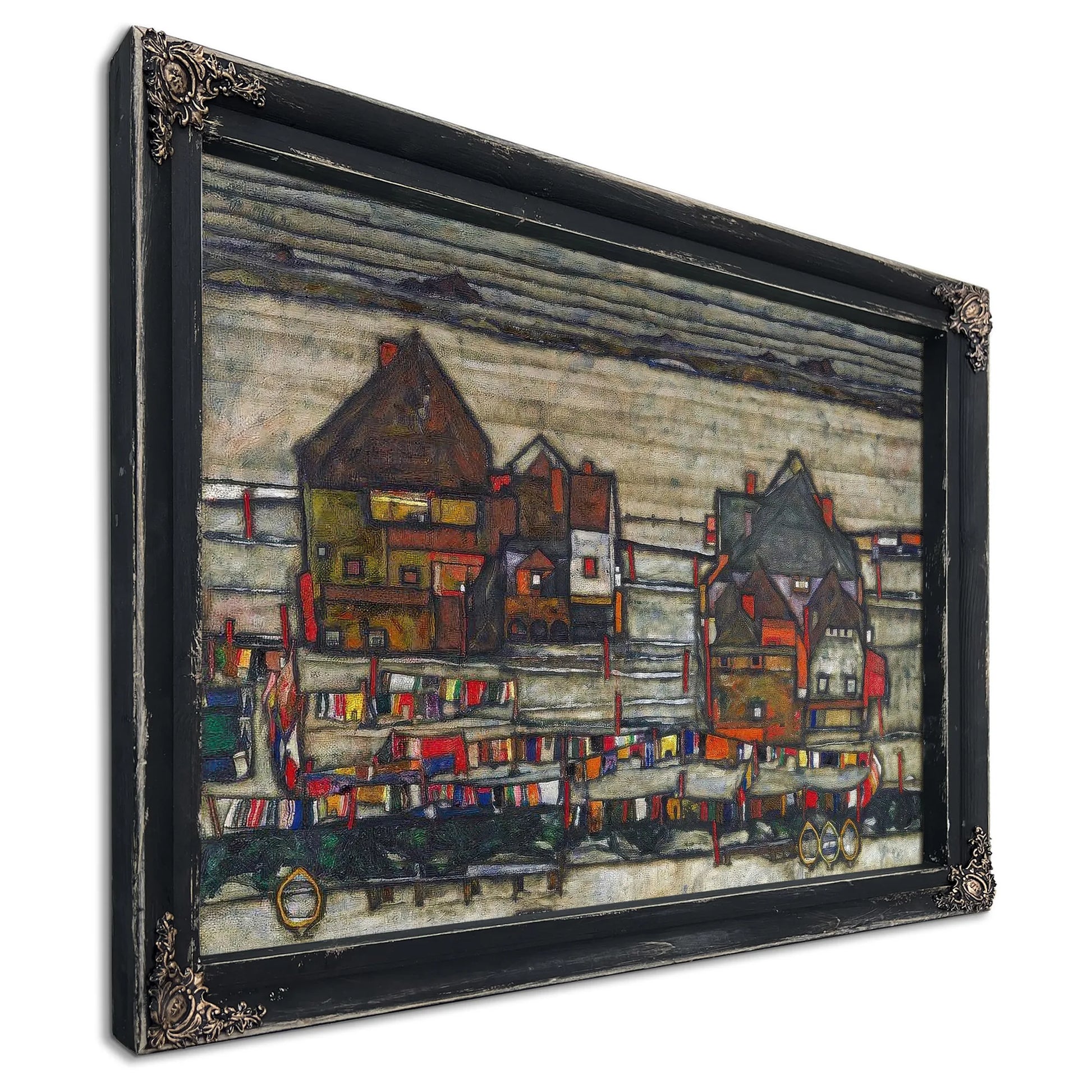 Houses With Laundry Seeburg Ha User Mit Bunter Wa Sche 1914 Pc By Egon Schiele Fine Art Print