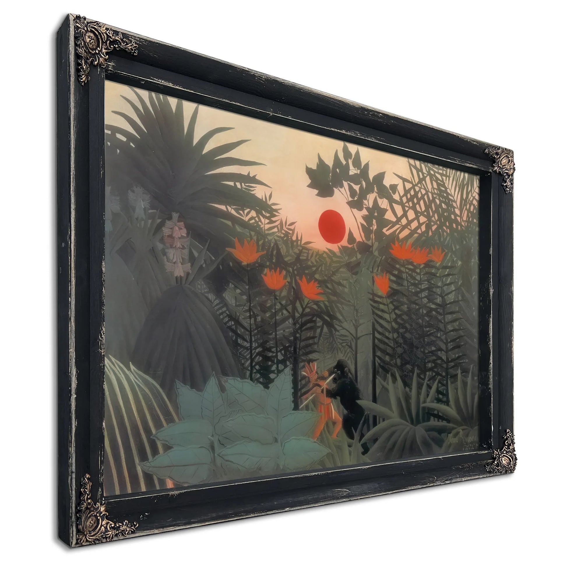 Exotic Landscape Fight Between Gorilla And Indian 1910 By Henri Rousseau Fine Art Print