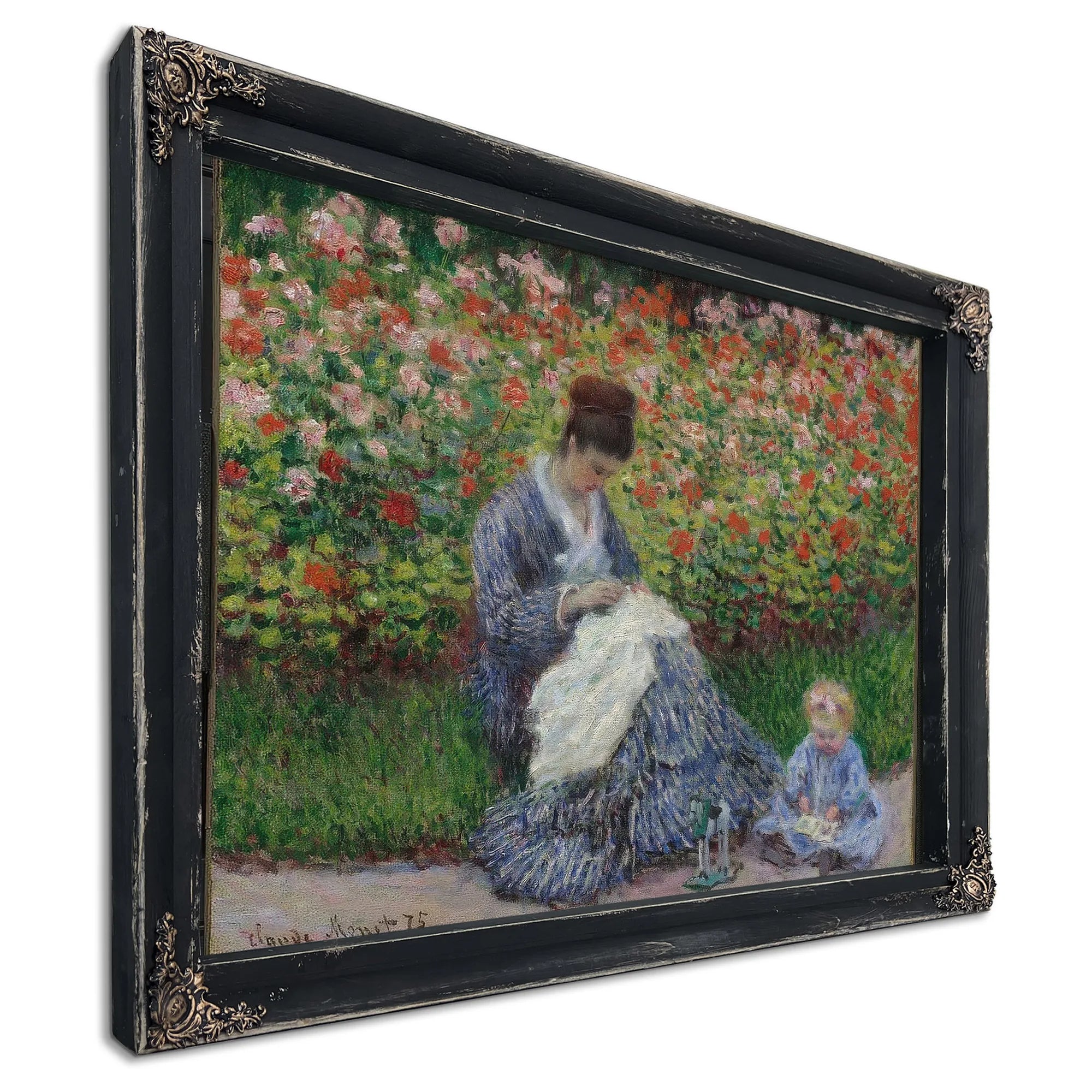 Camille Monet And A Child In The Garden In Argenteuil 1875 By Claude Monet Fine Art Print