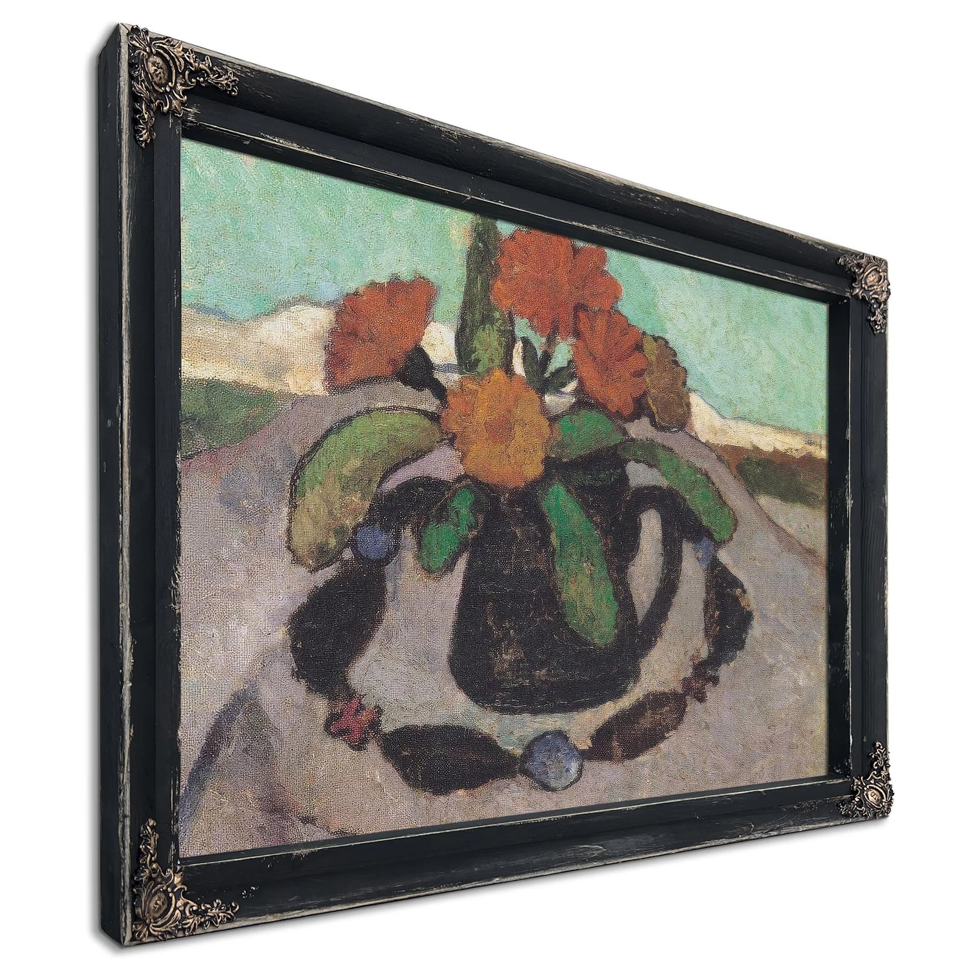 Still Life With Flowers In A Landscape By Paula Modersohn Becker Fine Art Print