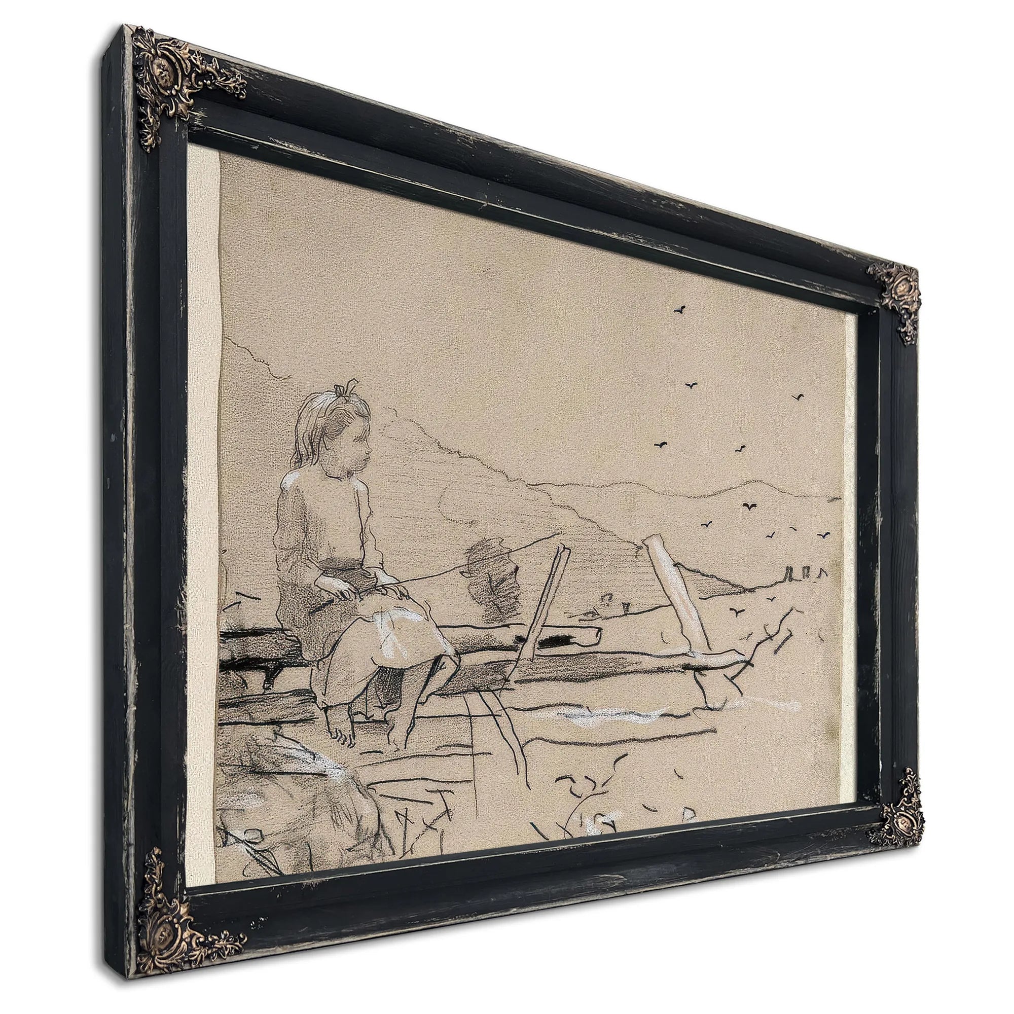 Girl Seated On A Fence Rail By Winslow Homer Fine Art Print