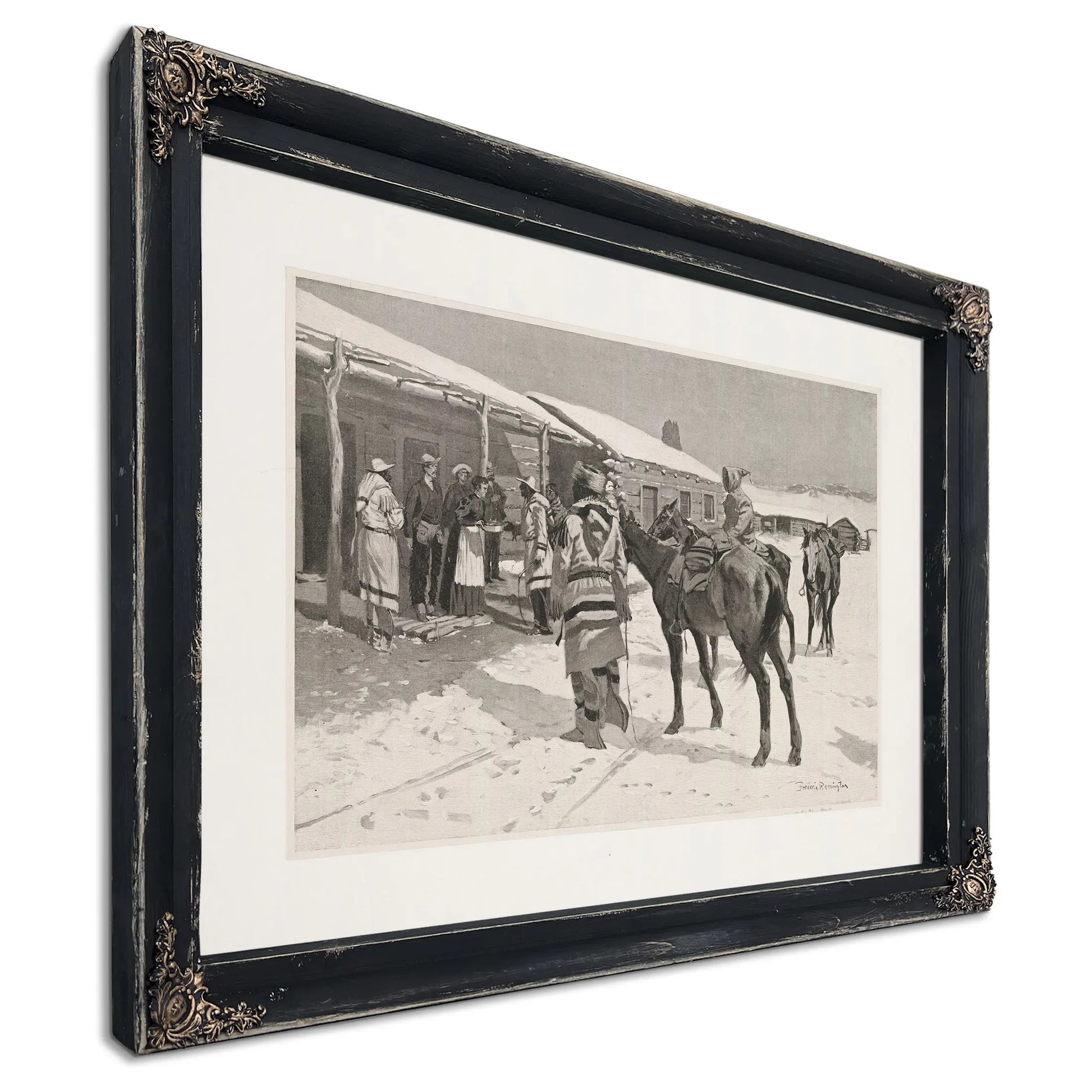 White Mans Big Sunday Indian Visitors On Thanksgiving Day by Frederic Remington