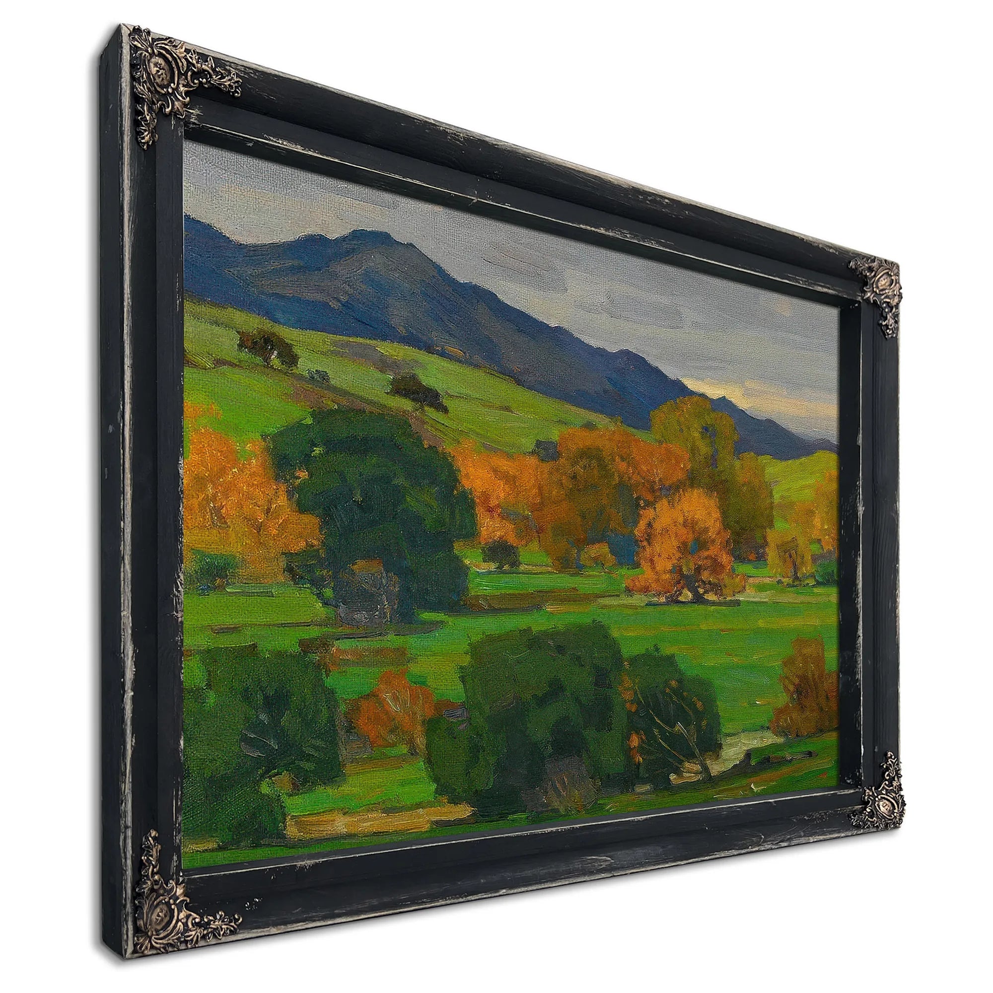 California Landscape Depicting Autumn Oaks On A Rolling Hillside With Mountains Beyond 1924 By William Wendt Fine Art Print