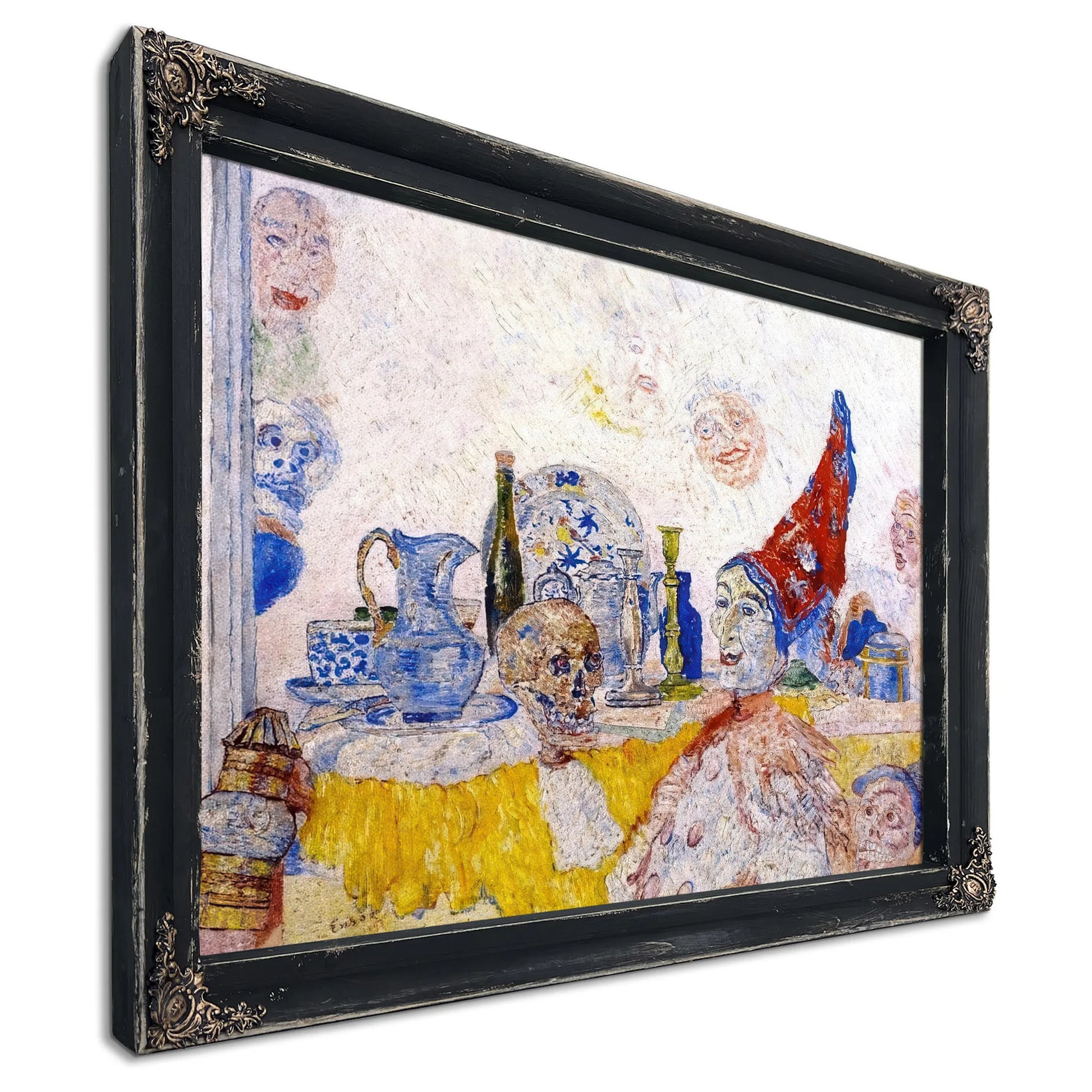 Pierrot And Skeleton In A Yellow Robe By James Ensor Fine Art Print