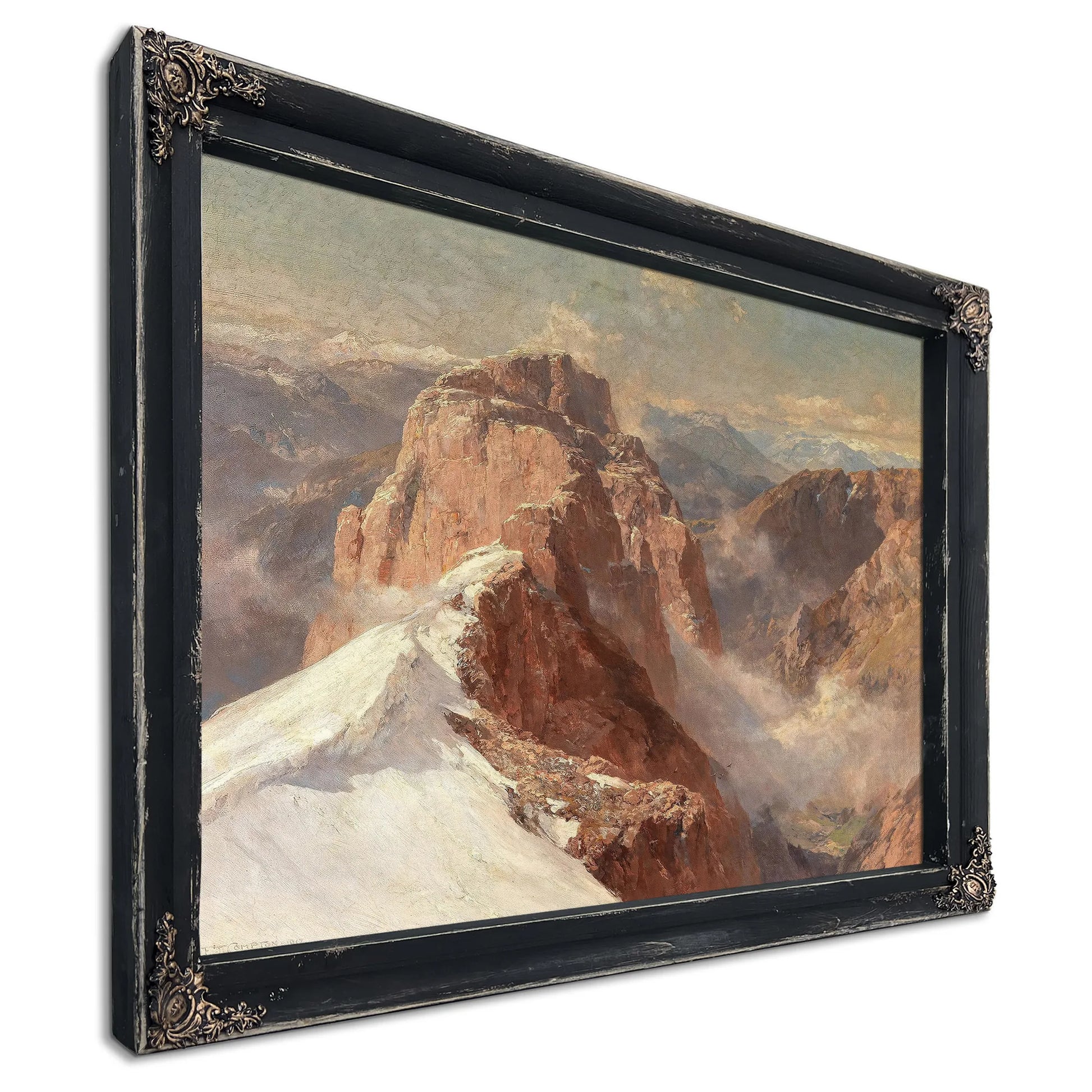 A View Of Crozzon Di Brenta From Cima Tosa With Pilastro Dei Francesi by Edward Theodore Compton Fine Art Print