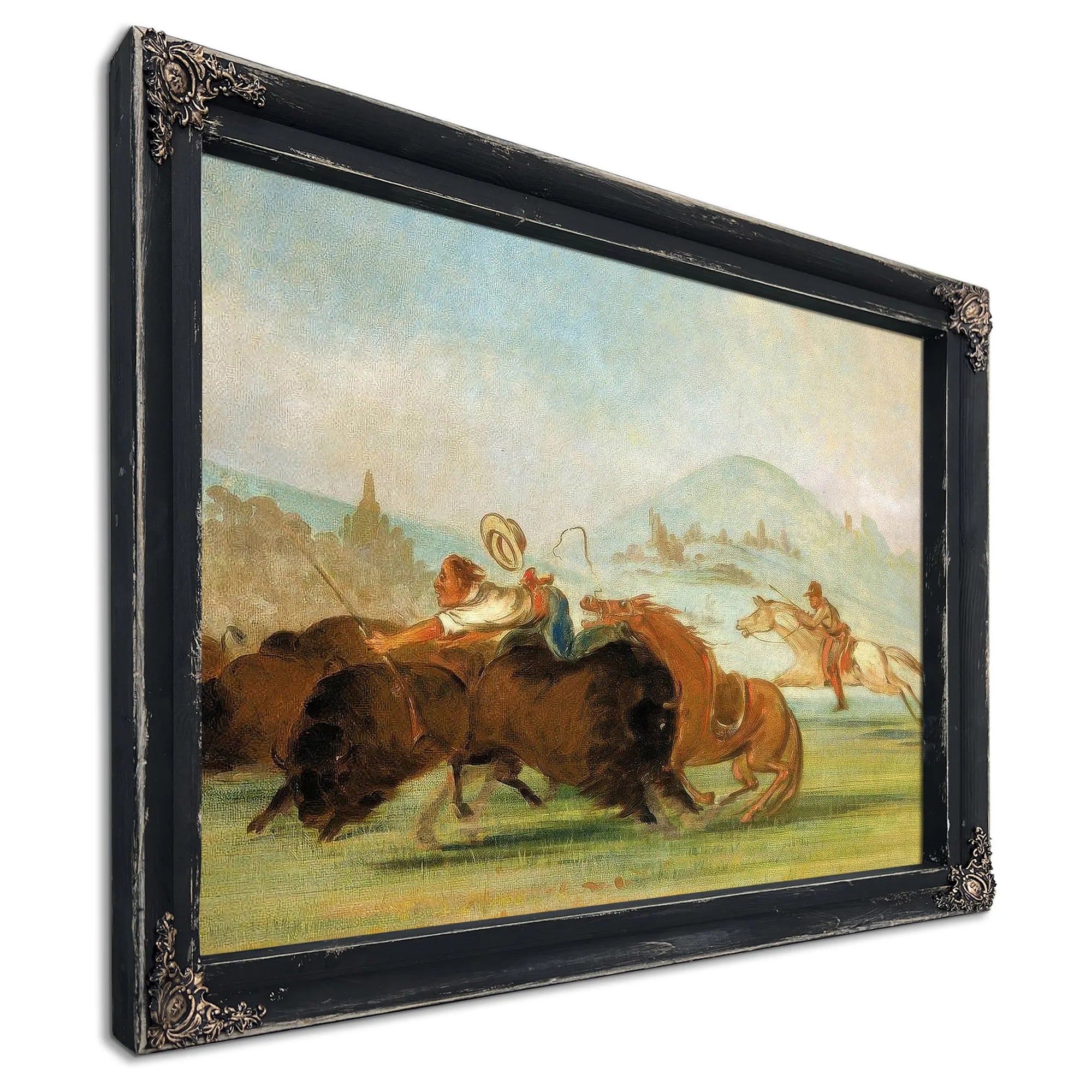 Batiste And I Running Buffalo, Mouth Of The Yellowstone By George Catlin Fine Art Print