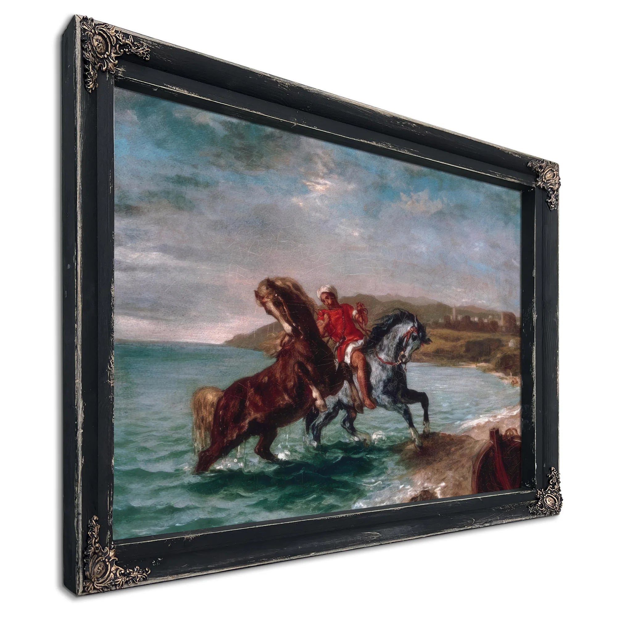 Horses Coming Out Of The Sea By Eugene Delacroix Fine Art Print