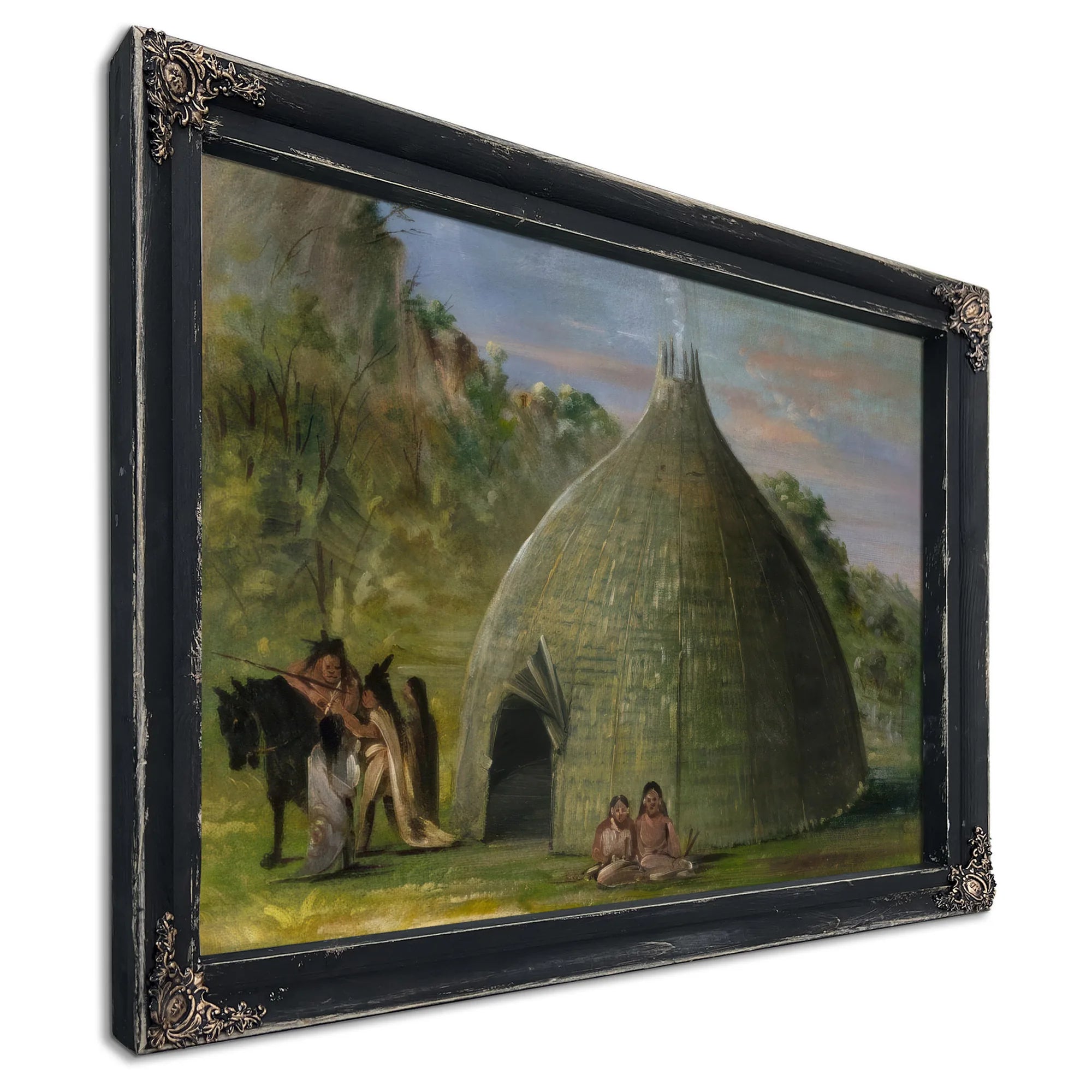 Wichita Lodge, Thatched With Prairie Grass By George Catlin Fine Art Print